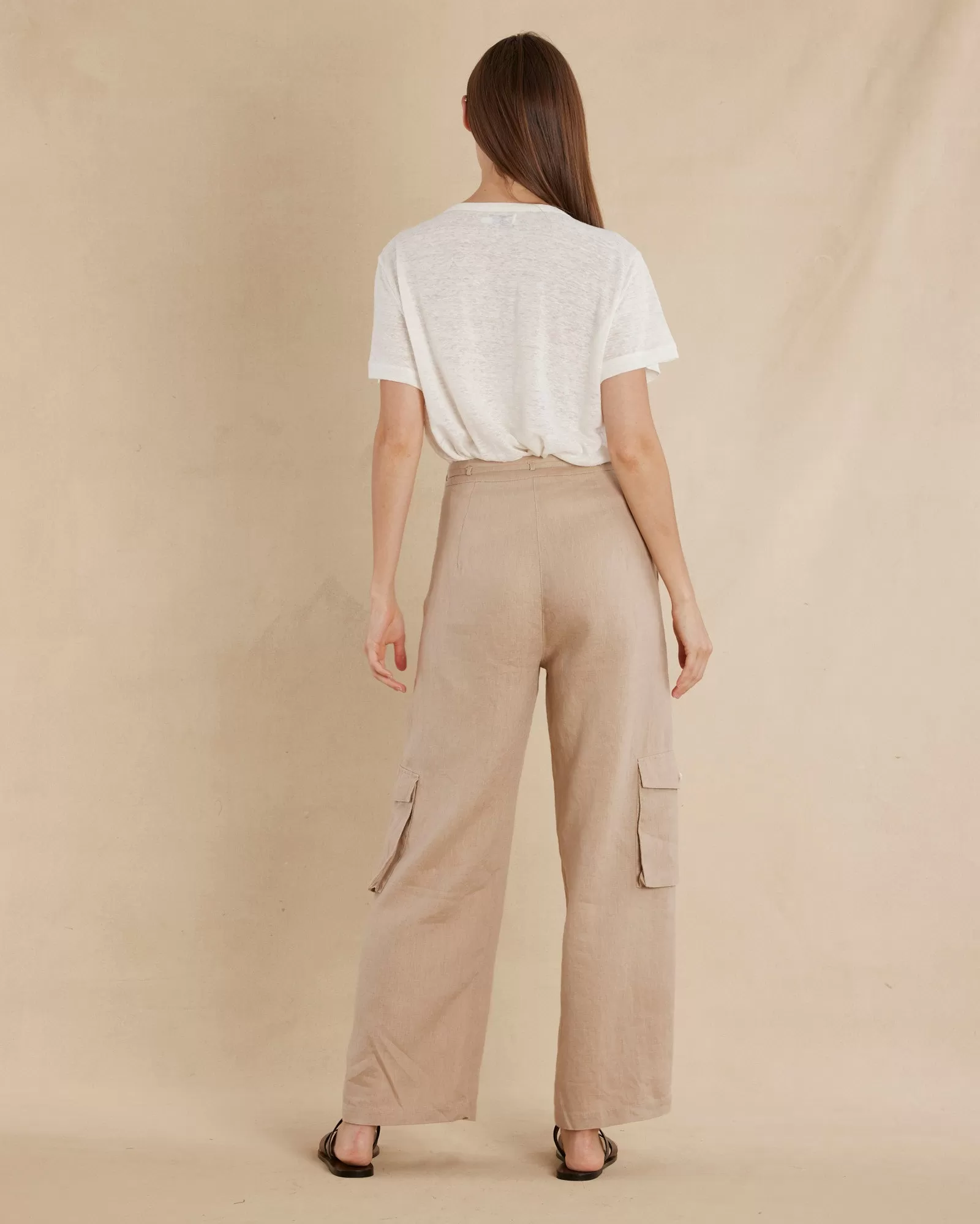 Ciel Linen Cargo Pant - Sand