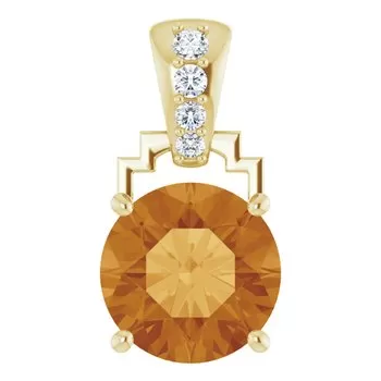 Citrine and Diamond Pendant