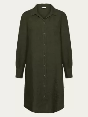 Classic linen dress - Burned Olive