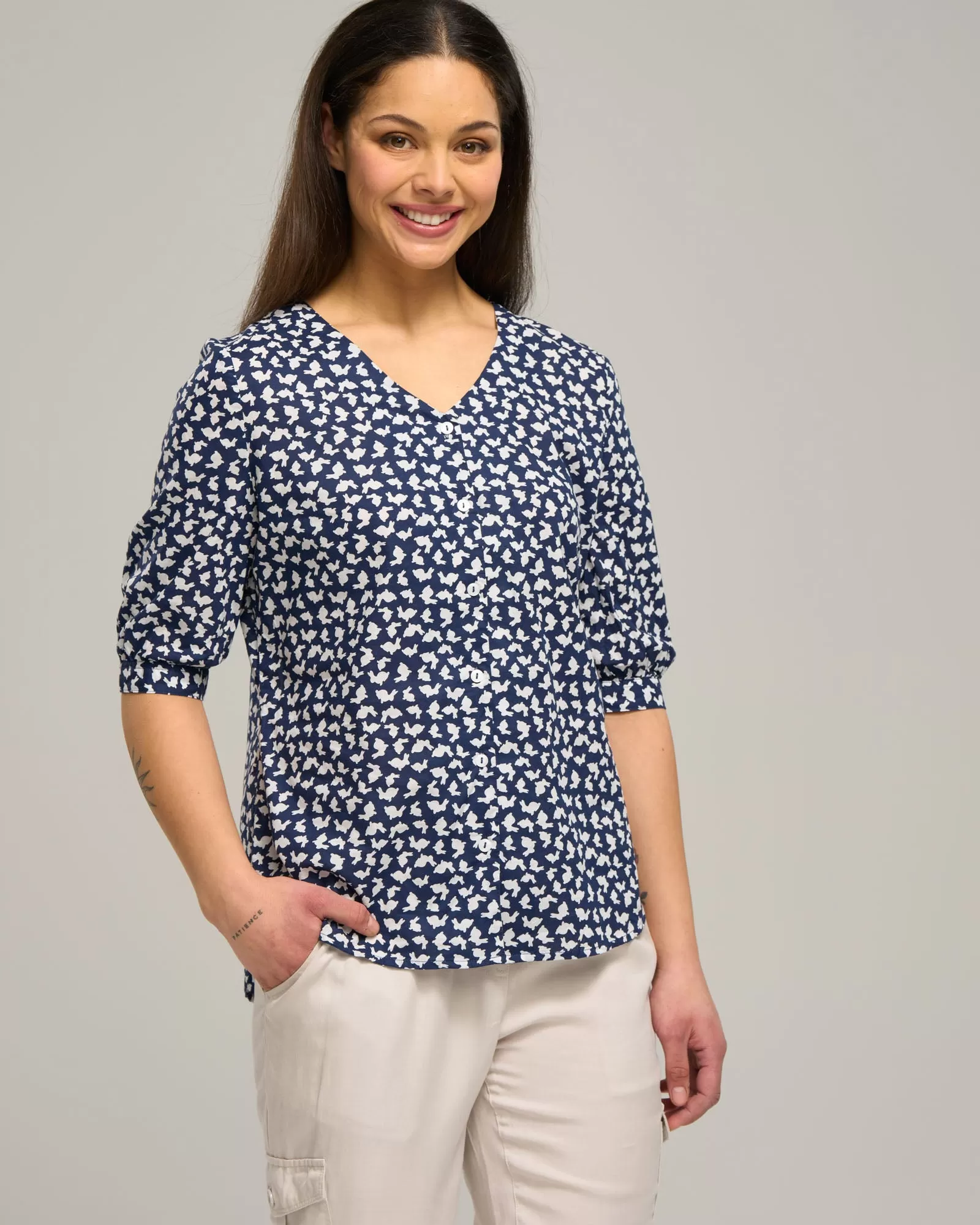 COTTON GATHERED SLEEVE TOP