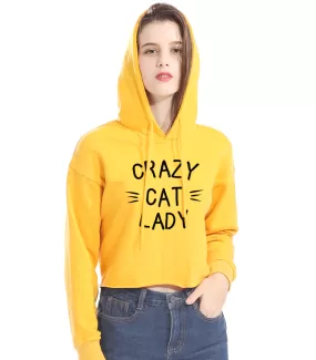 CROPPED CRAZY CAT LADY HOODIE