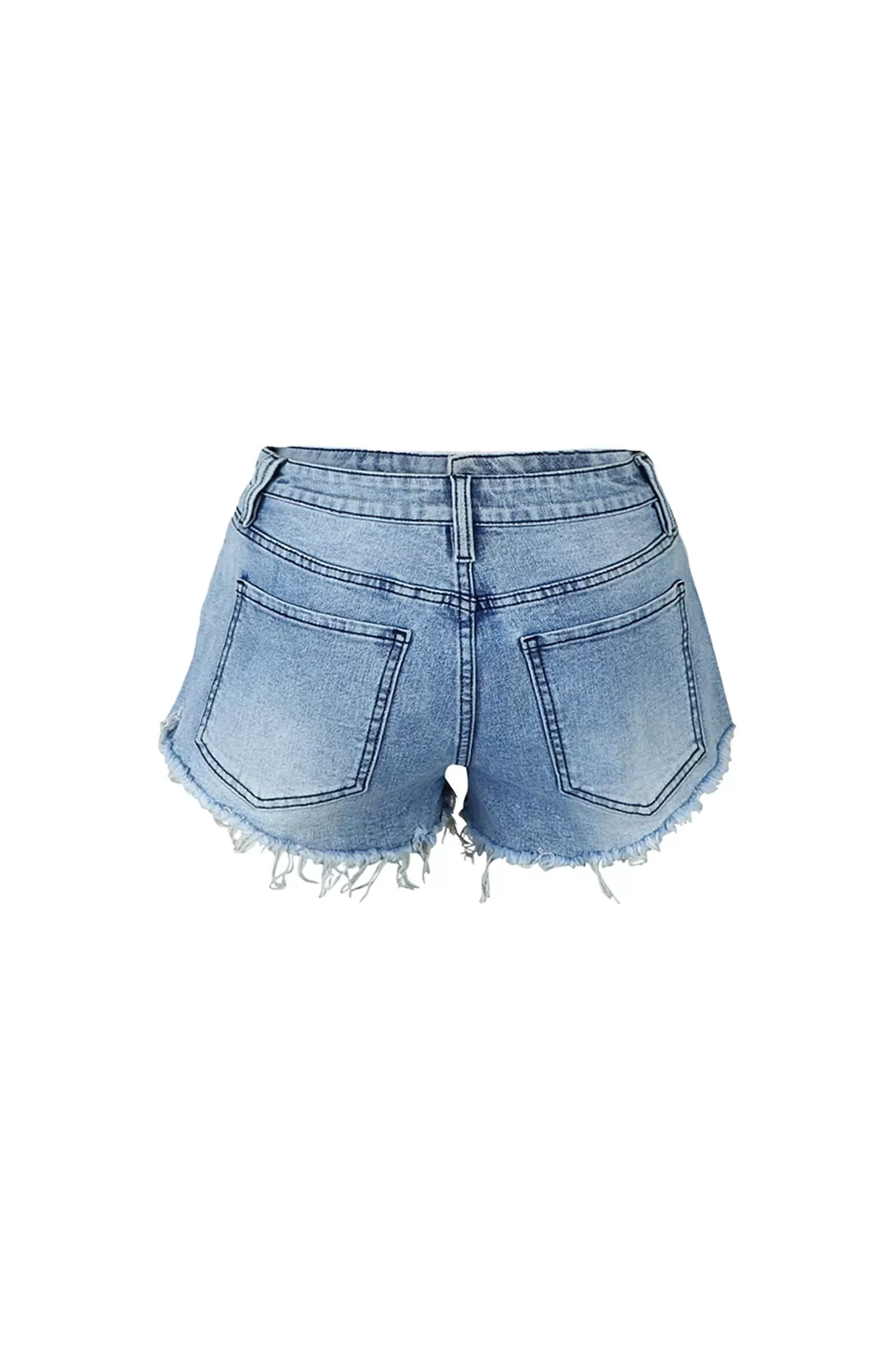 Cross Your Mind Patched Light Denim Shorts