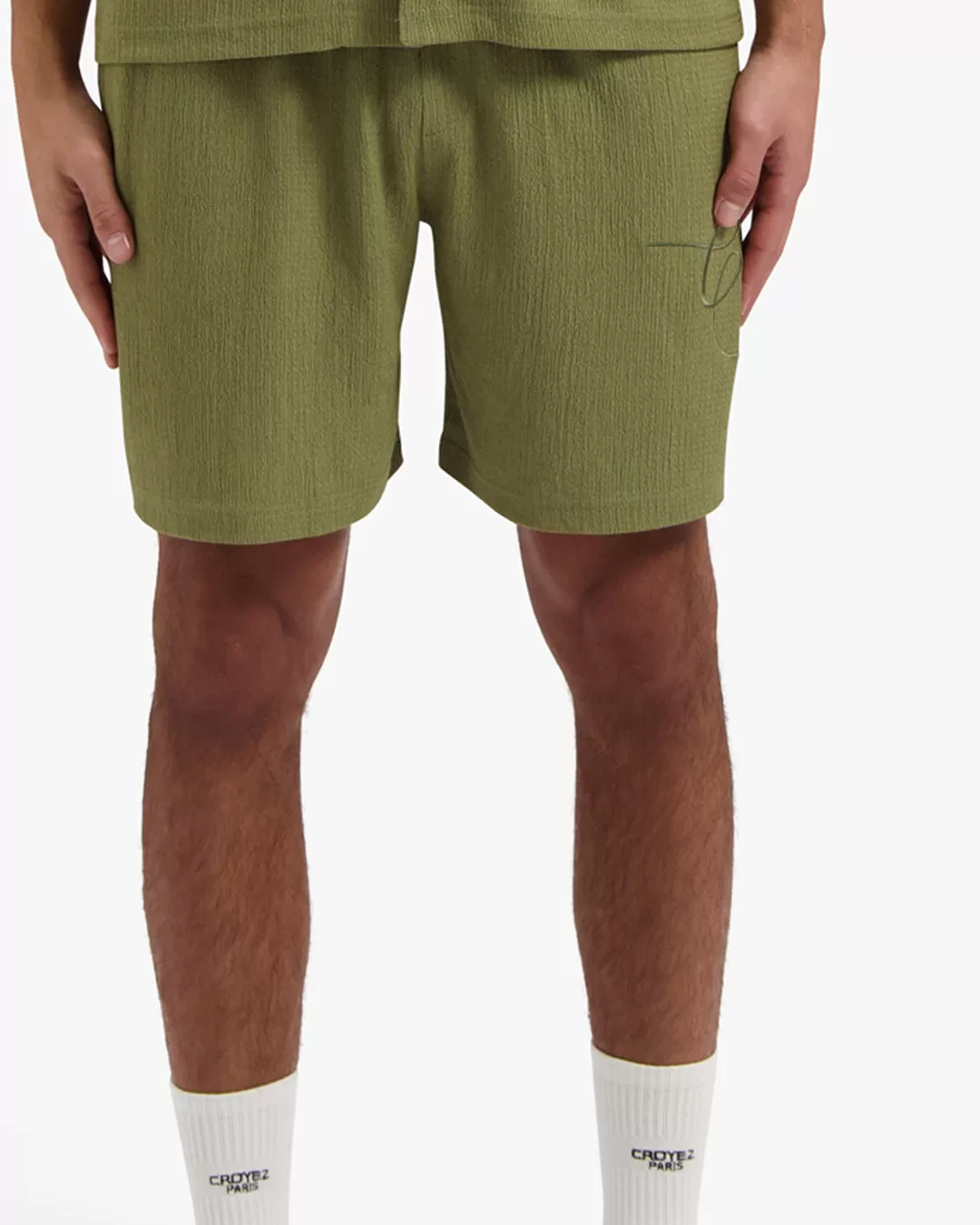 CROYEZ SEERSUCKER SHORTS - WASHED OLIVE