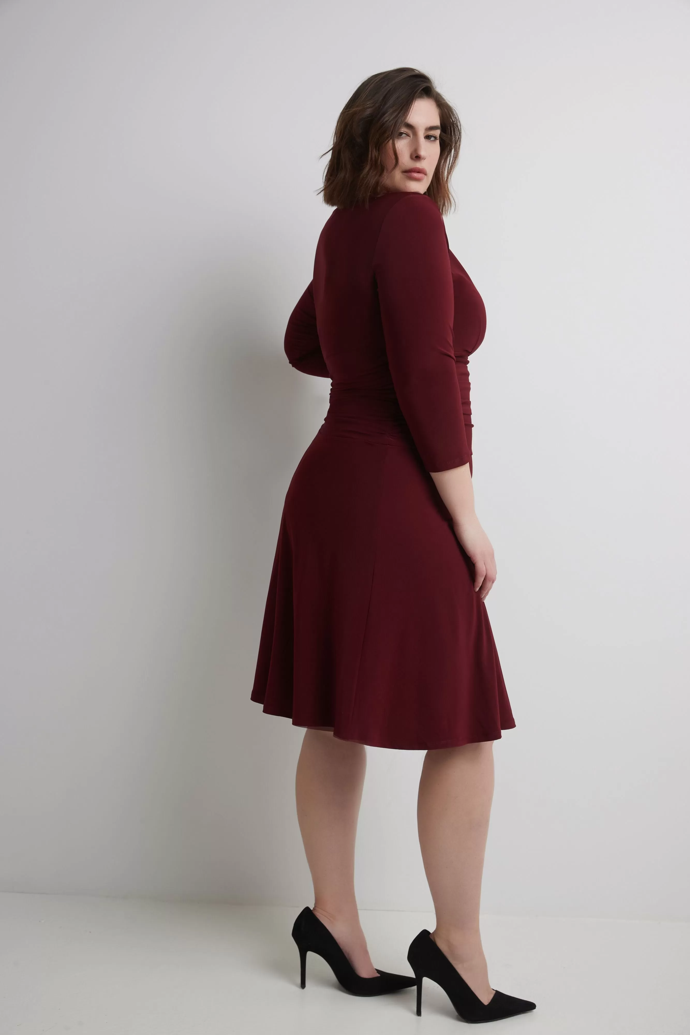 Curvy Form-Fitting Ruched Dress with Tummy Control