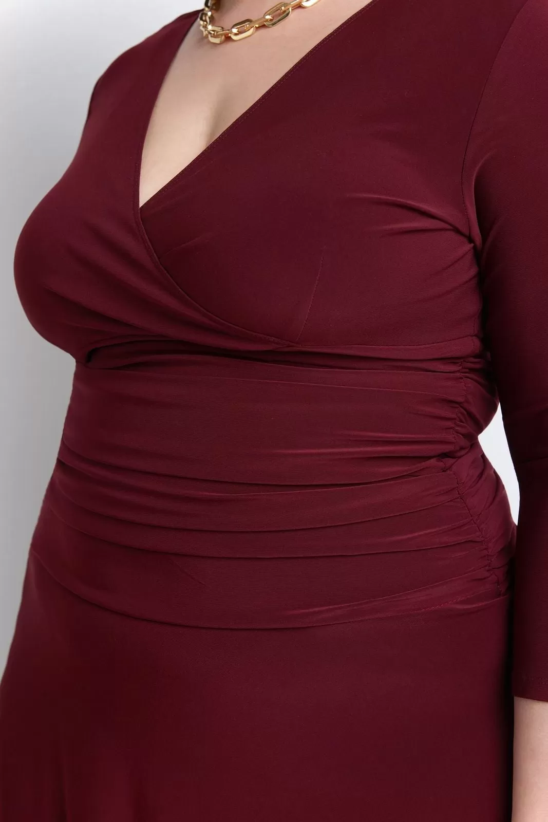 Curvy Form-Fitting Ruched Dress with Tummy Control