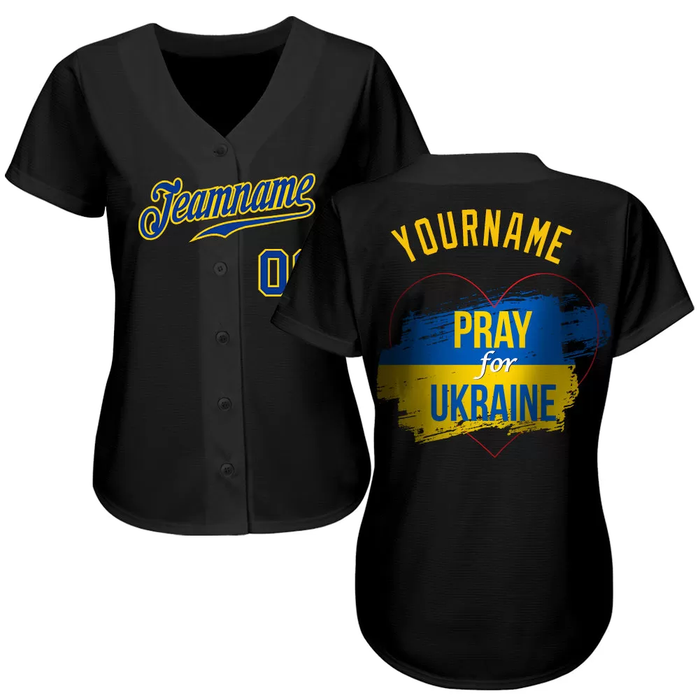 Custom 3D Pattern Design Pray For Ukraine Peace Authentic Baseball Jersey