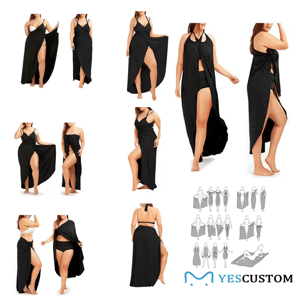 Custom Face Ocean Color Strap Backless Beach Dress Personalized Women's Cover up Beach Dress