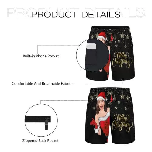 Custom Seamless Face Christmas Red Hat Men's Crewneck Sweatshirt&2in1 Pockets Shorts Set