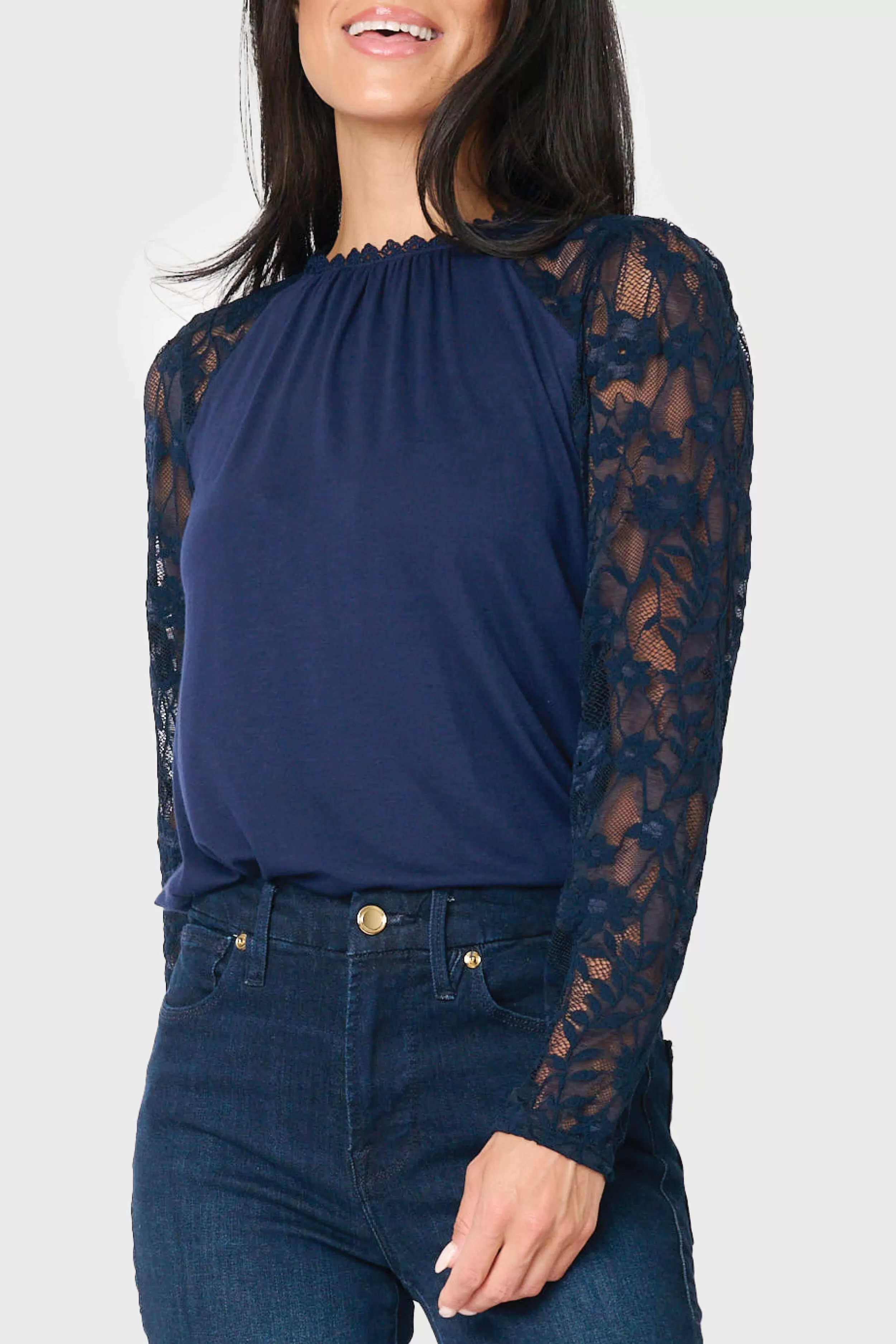 Cyndi Mixed Knit Lace Top