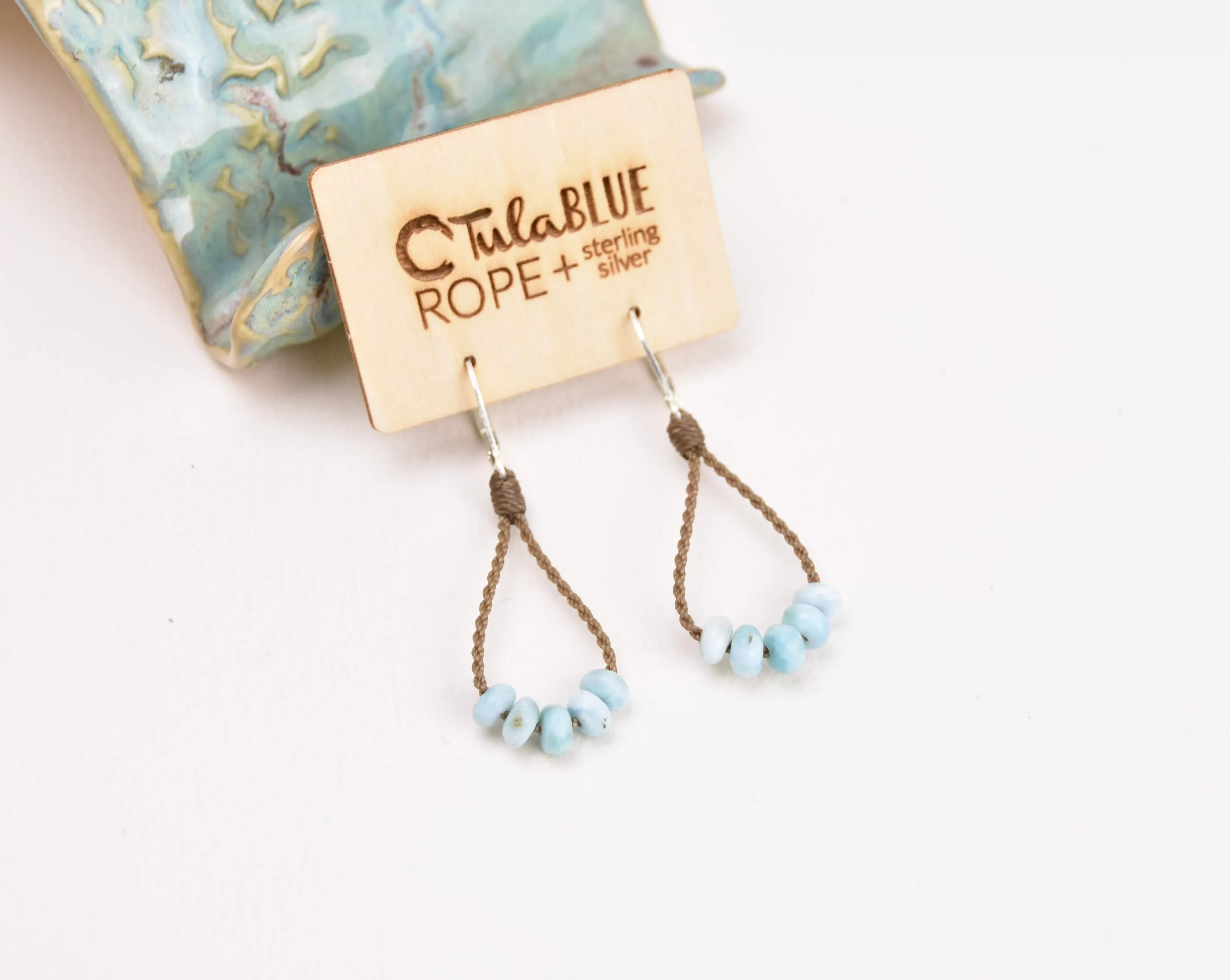 Dainty Larimar Loop Earrings