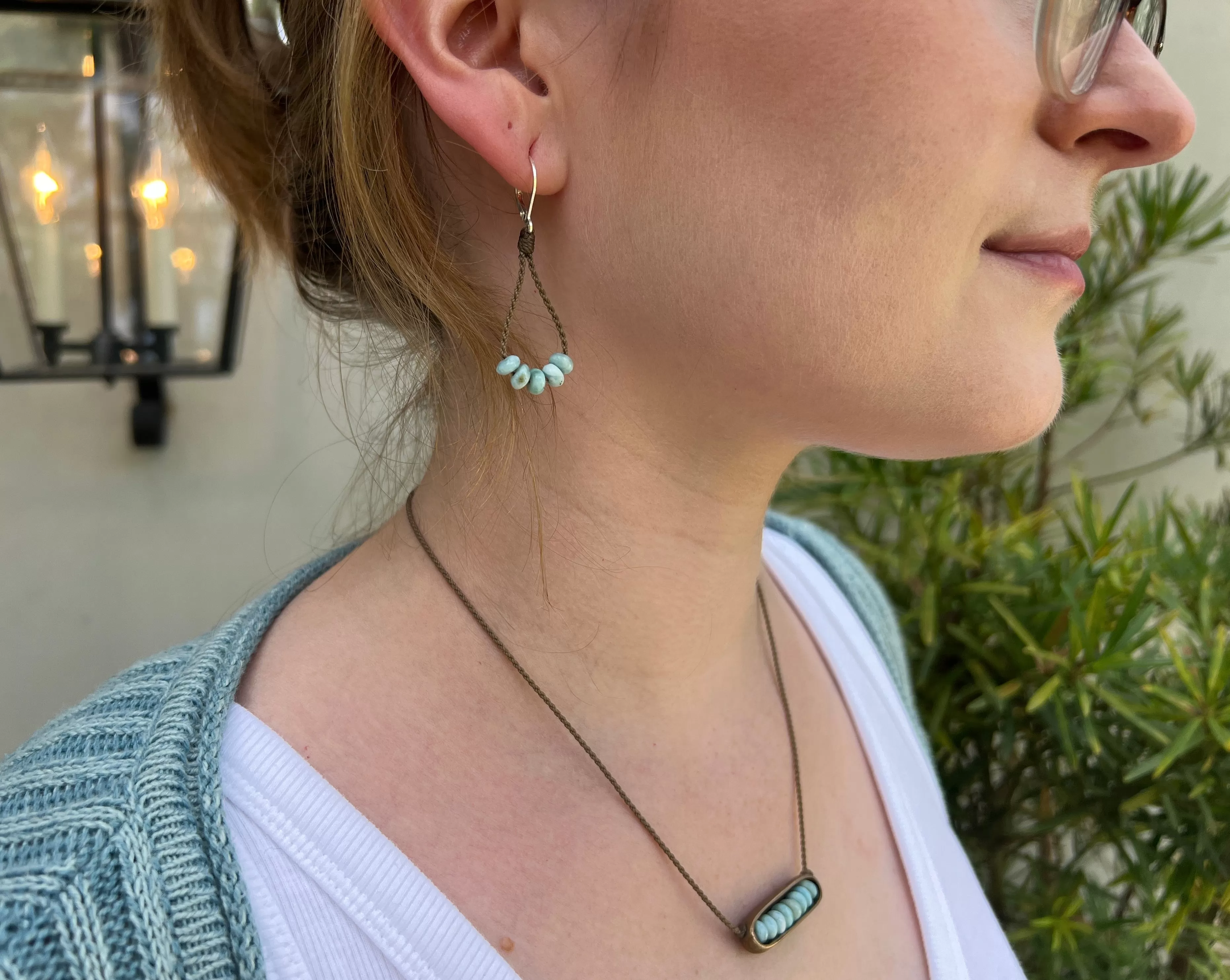 Dainty Larimar Loop Earrings