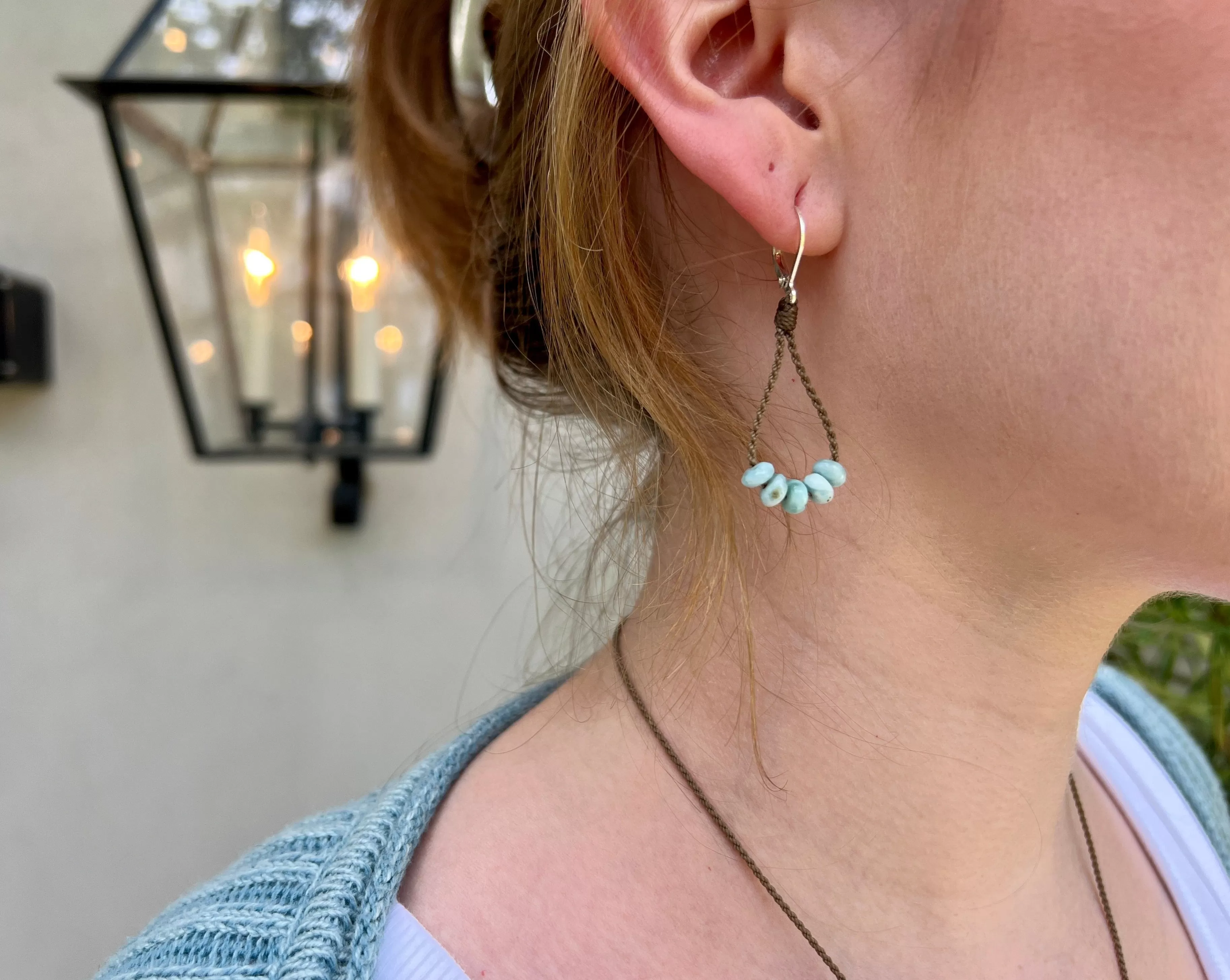 Dainty Larimar Loop Earrings