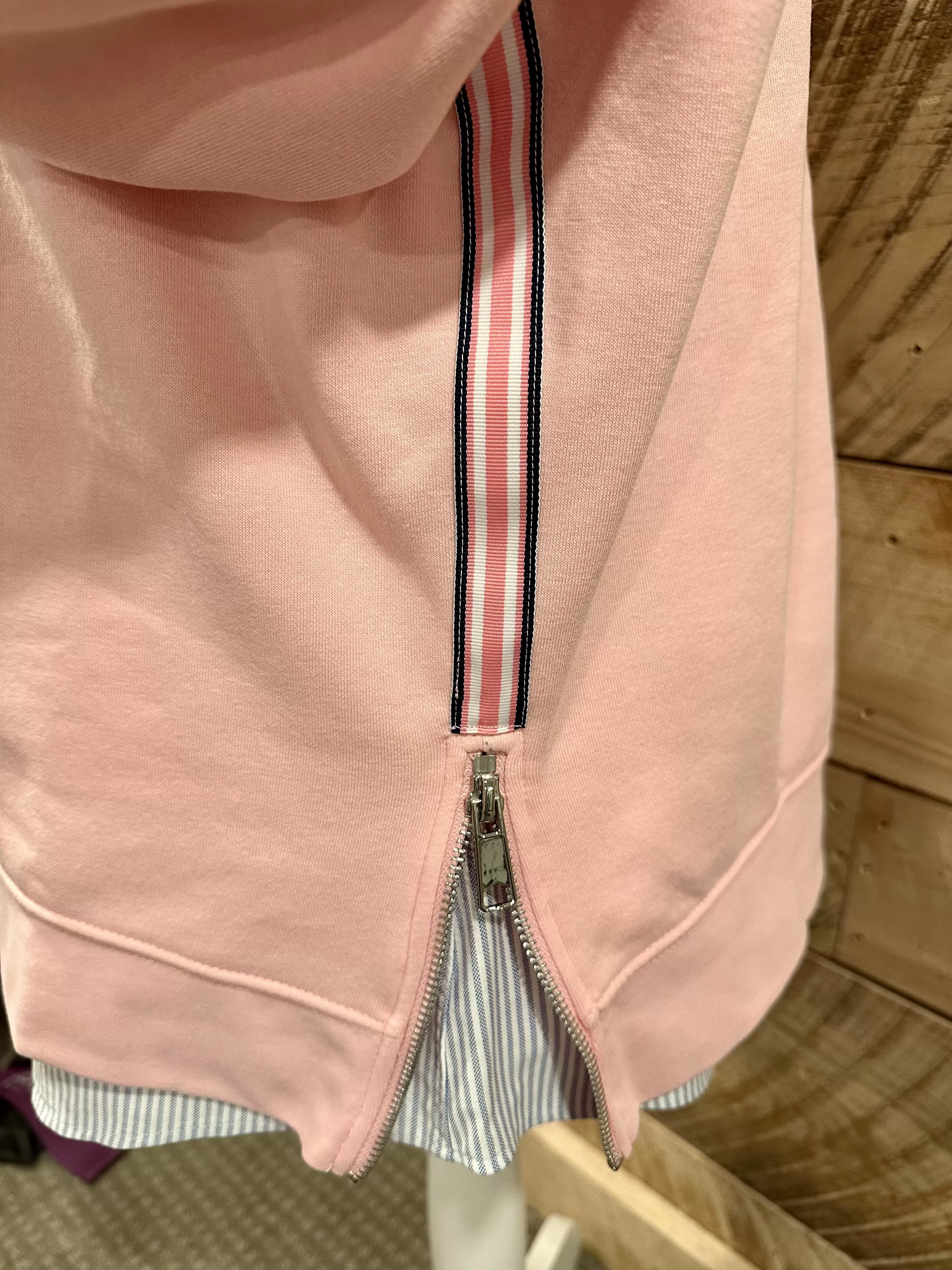 Danny Crew Neck Sweatshirt -Pink w Pink, White & Navy Stripe Ribbon (Danny03)