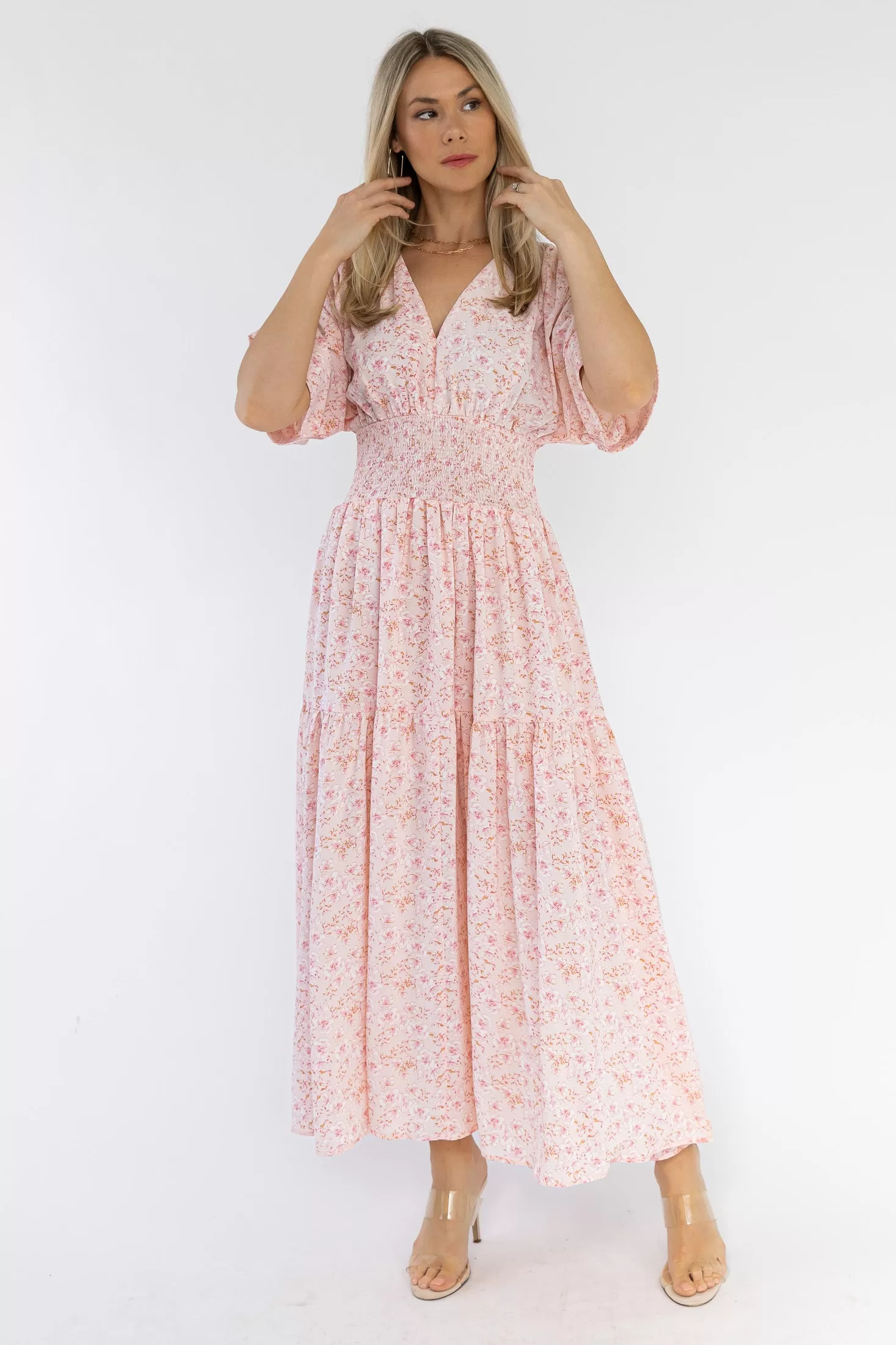 Daria Blush Floral Maxi Dress