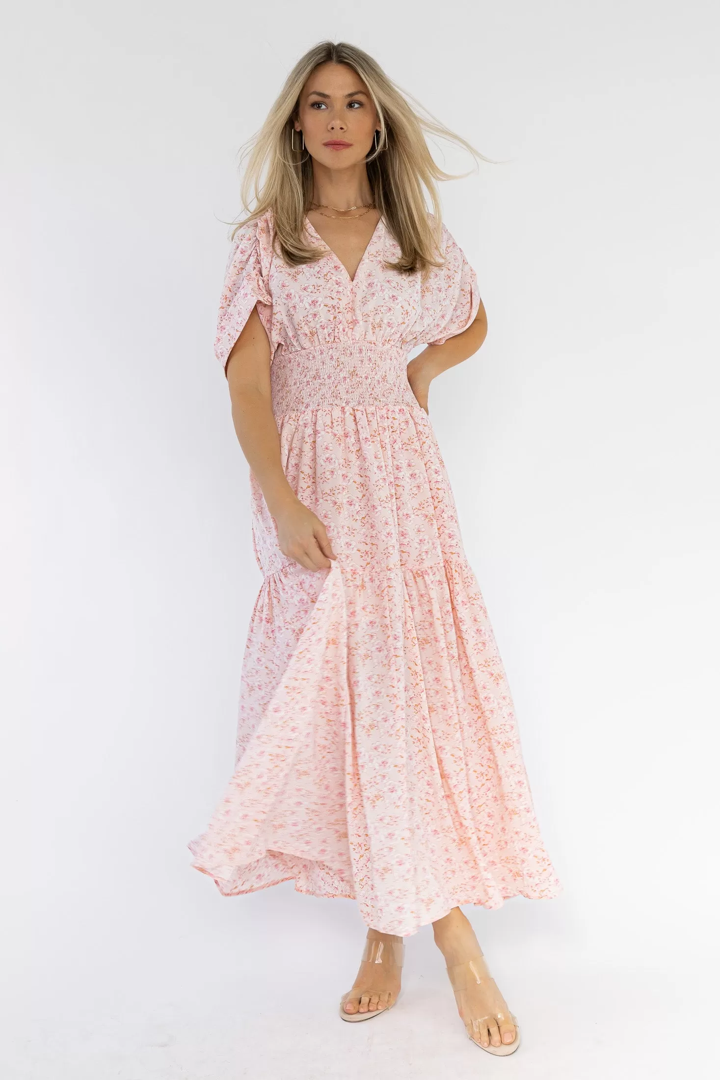 Daria Blush Floral Maxi Dress