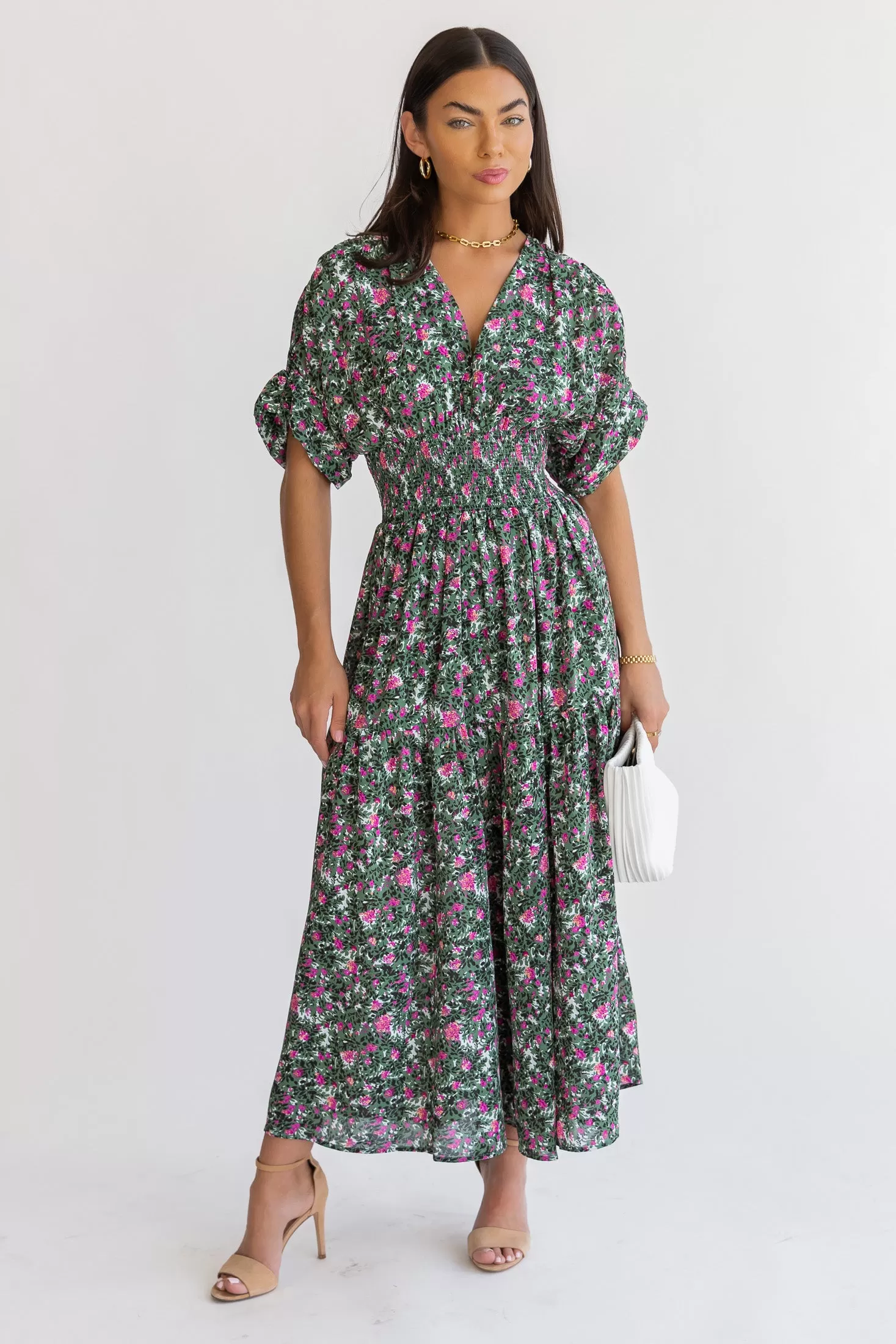 Daria Green Floral Maxi Dress