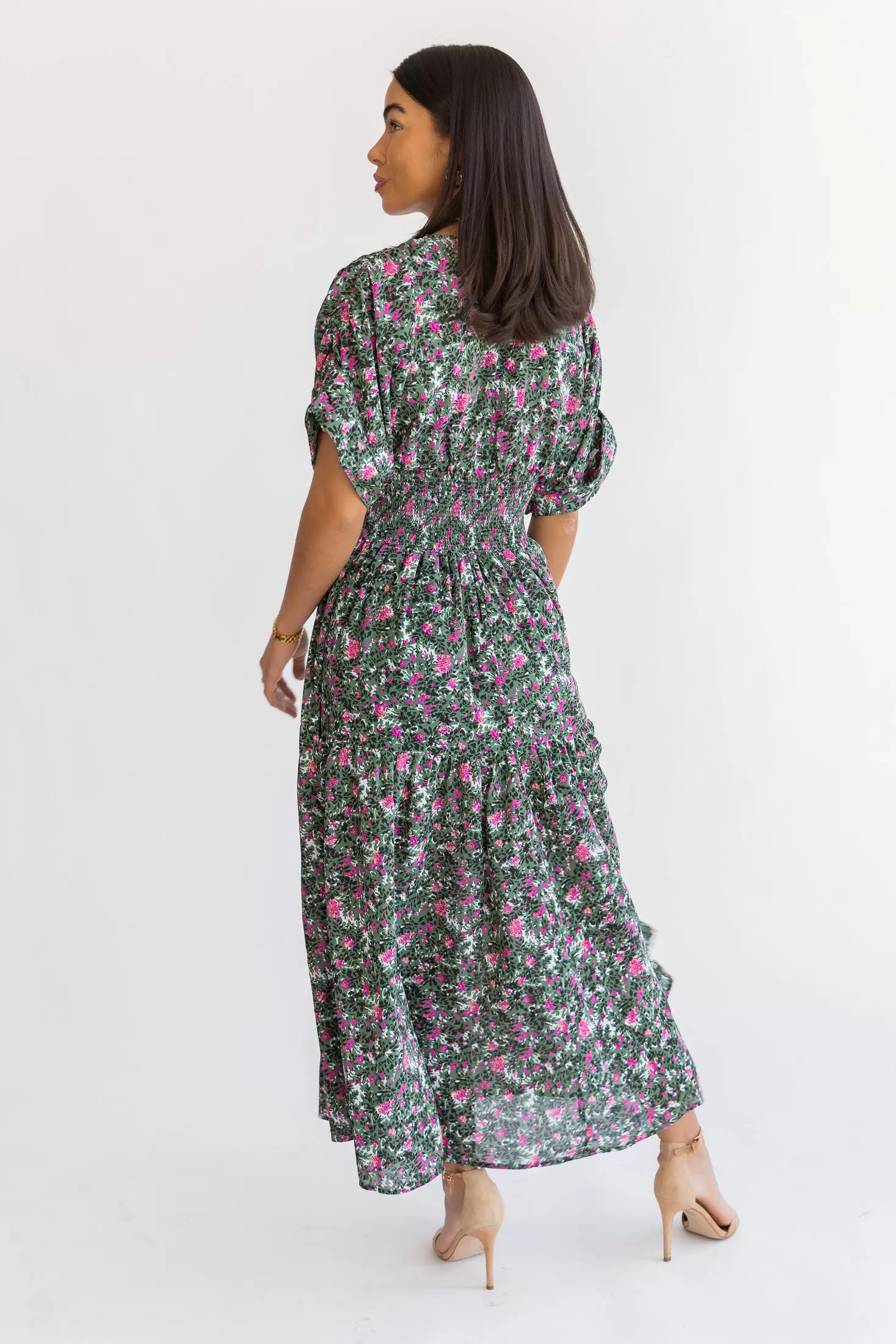 Daria Green Floral Maxi Dress