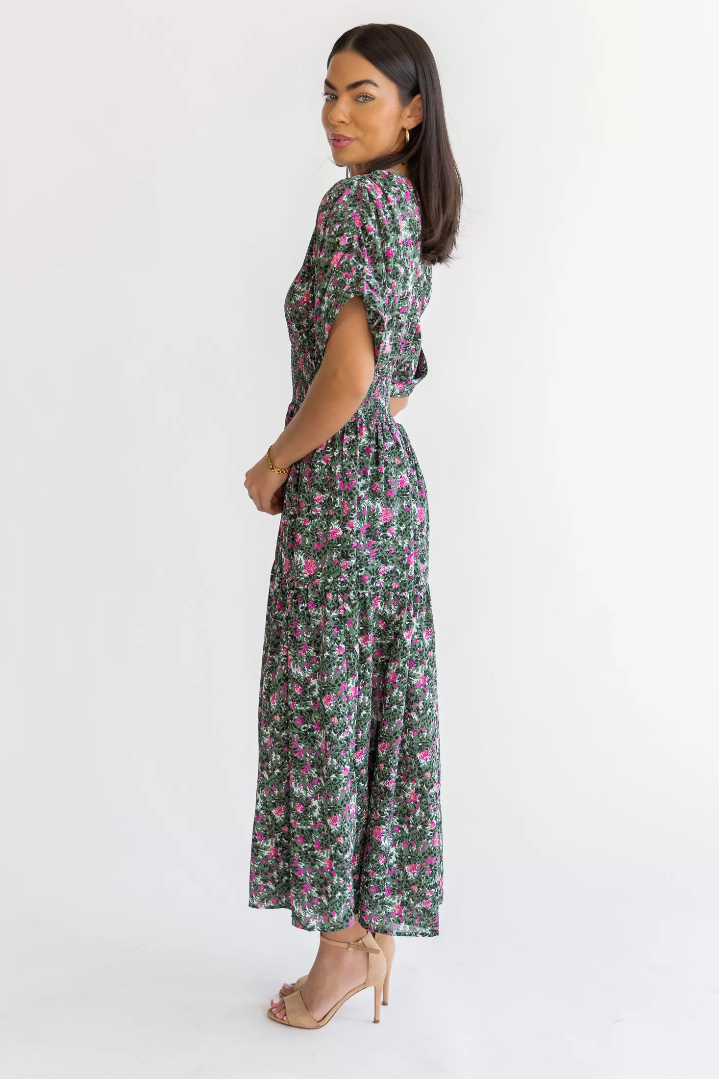 Daria Green Floral Maxi Dress