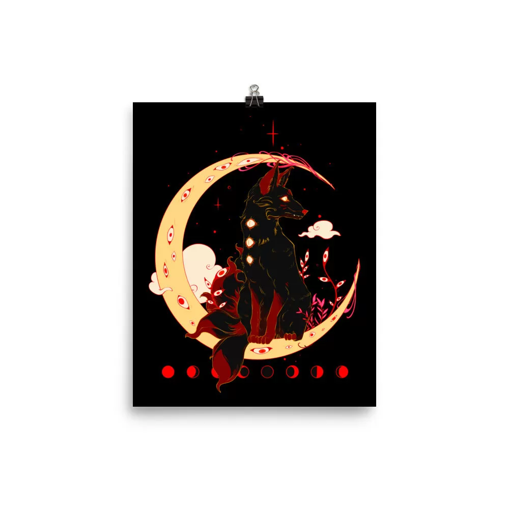 Dark Kitsune Fox, Matte Art Print Poster