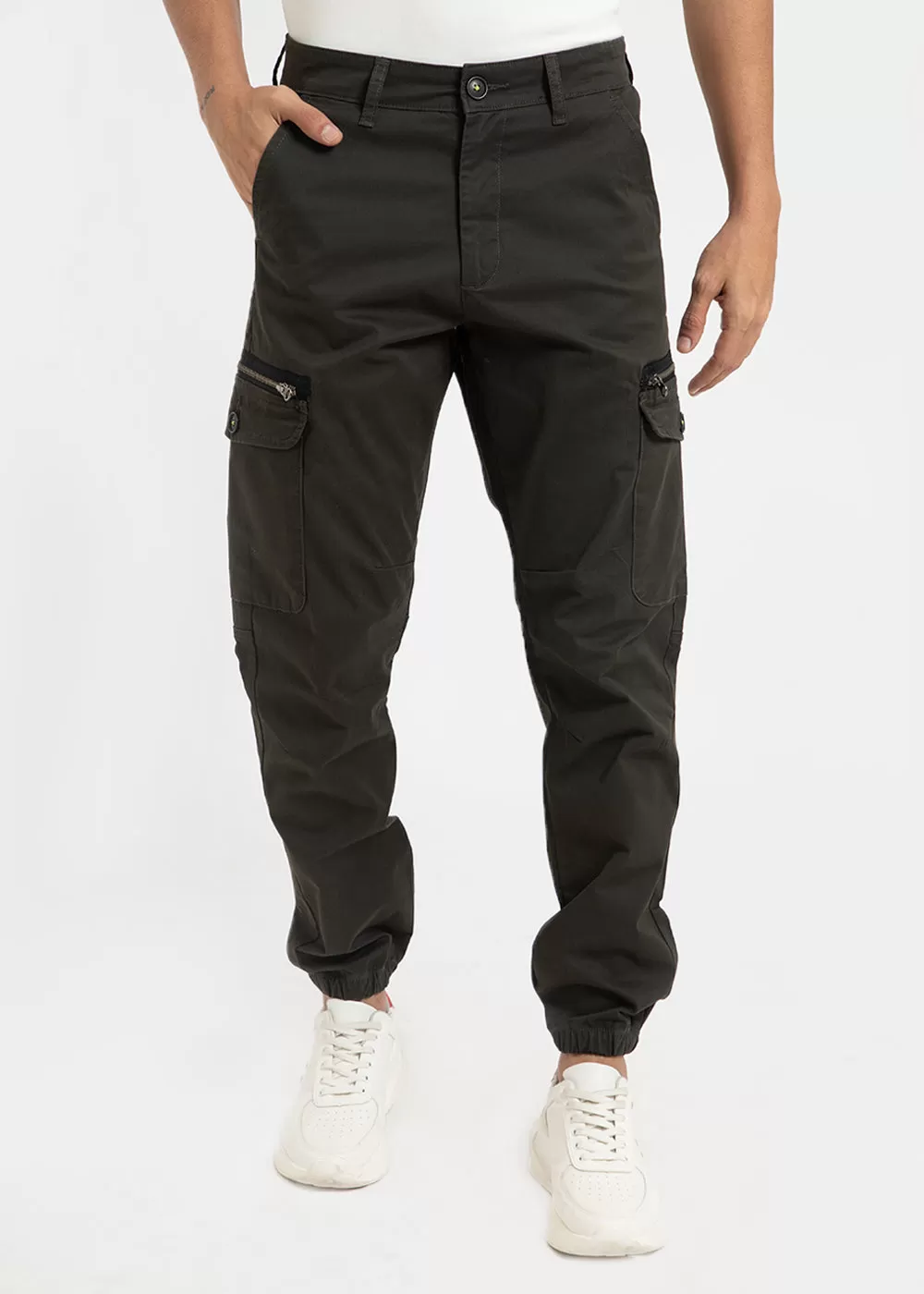 Dark Olive Elasticated Cargo Pant