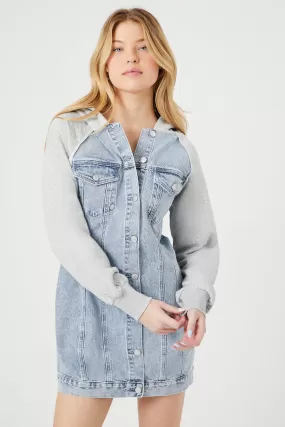 Denim Hooded Combo Mini Dress