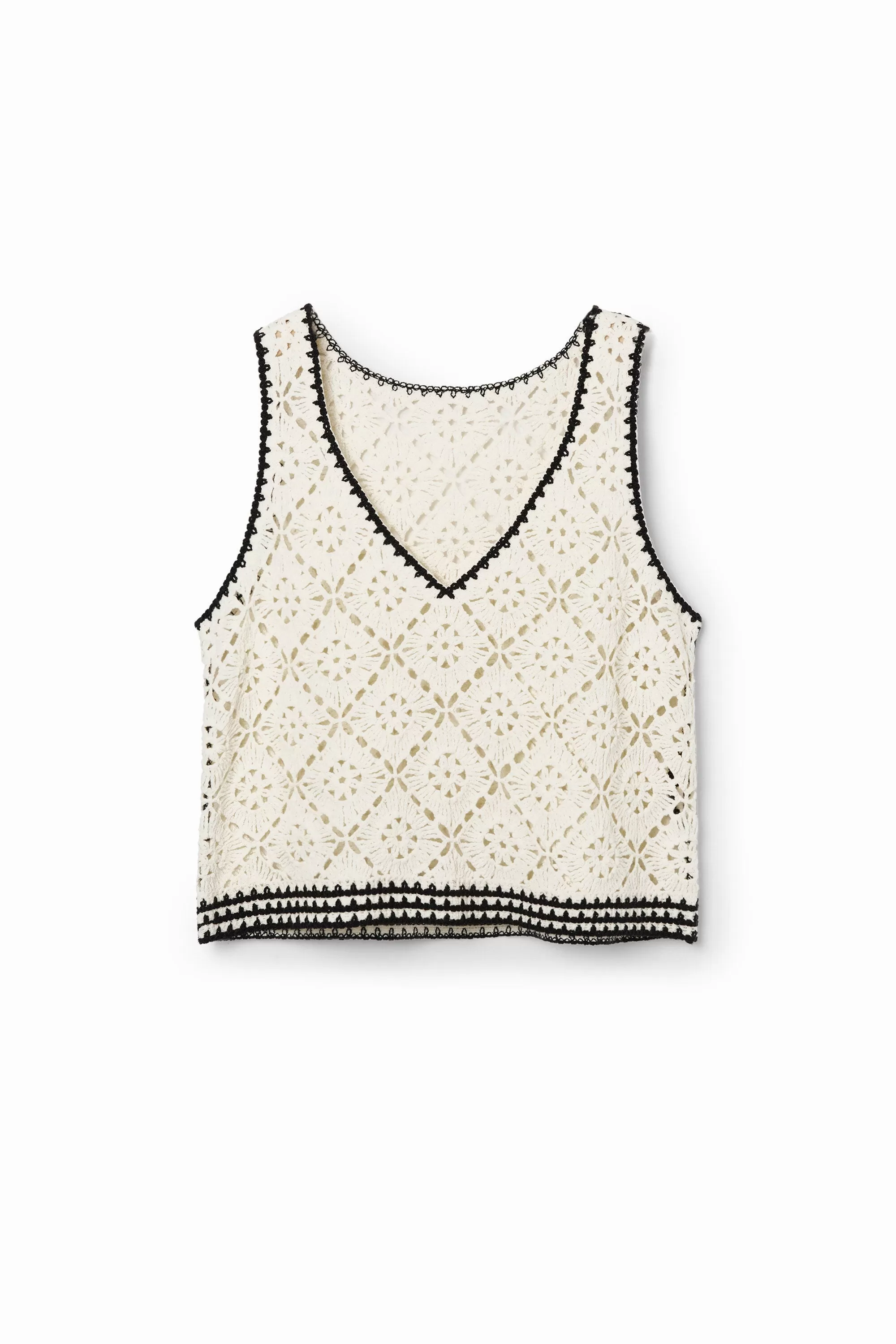 Desigual Crochet Vest Top - Cream