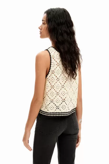 Desigual Crochet Vest Top - Cream