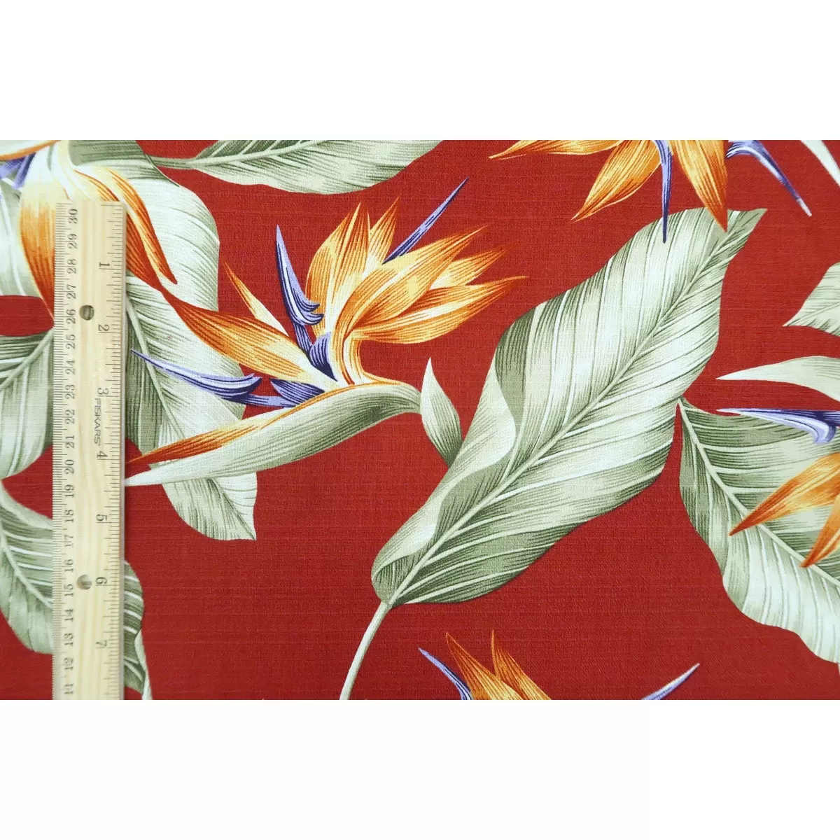 Dobby Cotton Birds of Paradise | Dark Red