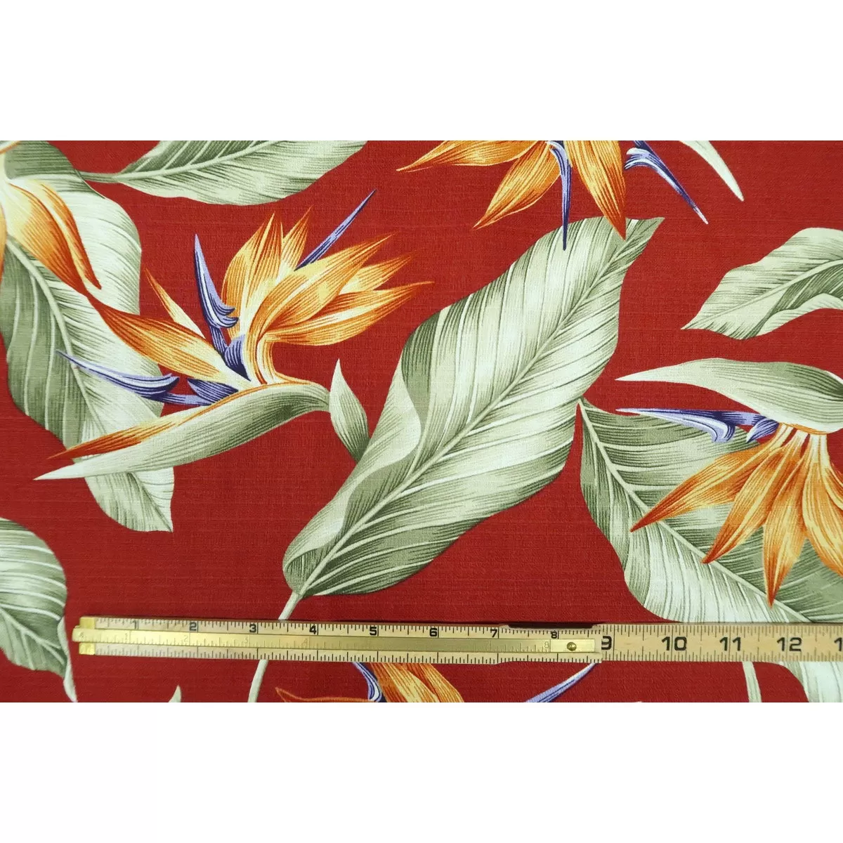 Dobby Cotton Birds of Paradise | Dark Red