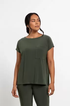 Dolman Pocket Top | Melange Olive