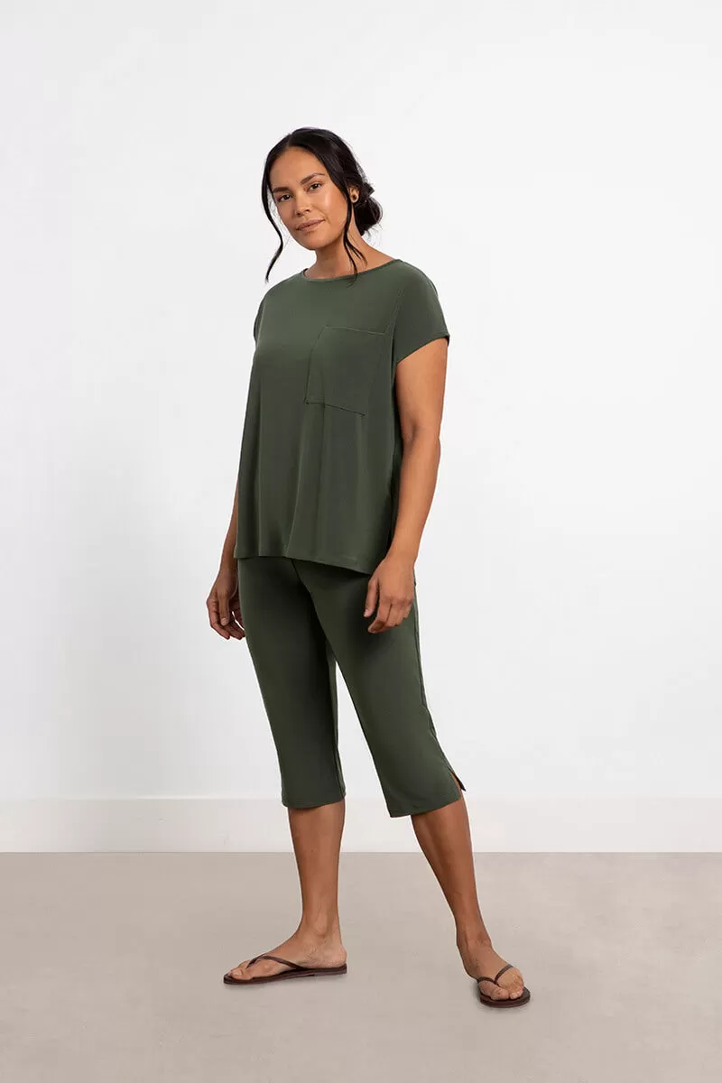 Dolman Pocket Top | Melange Olive