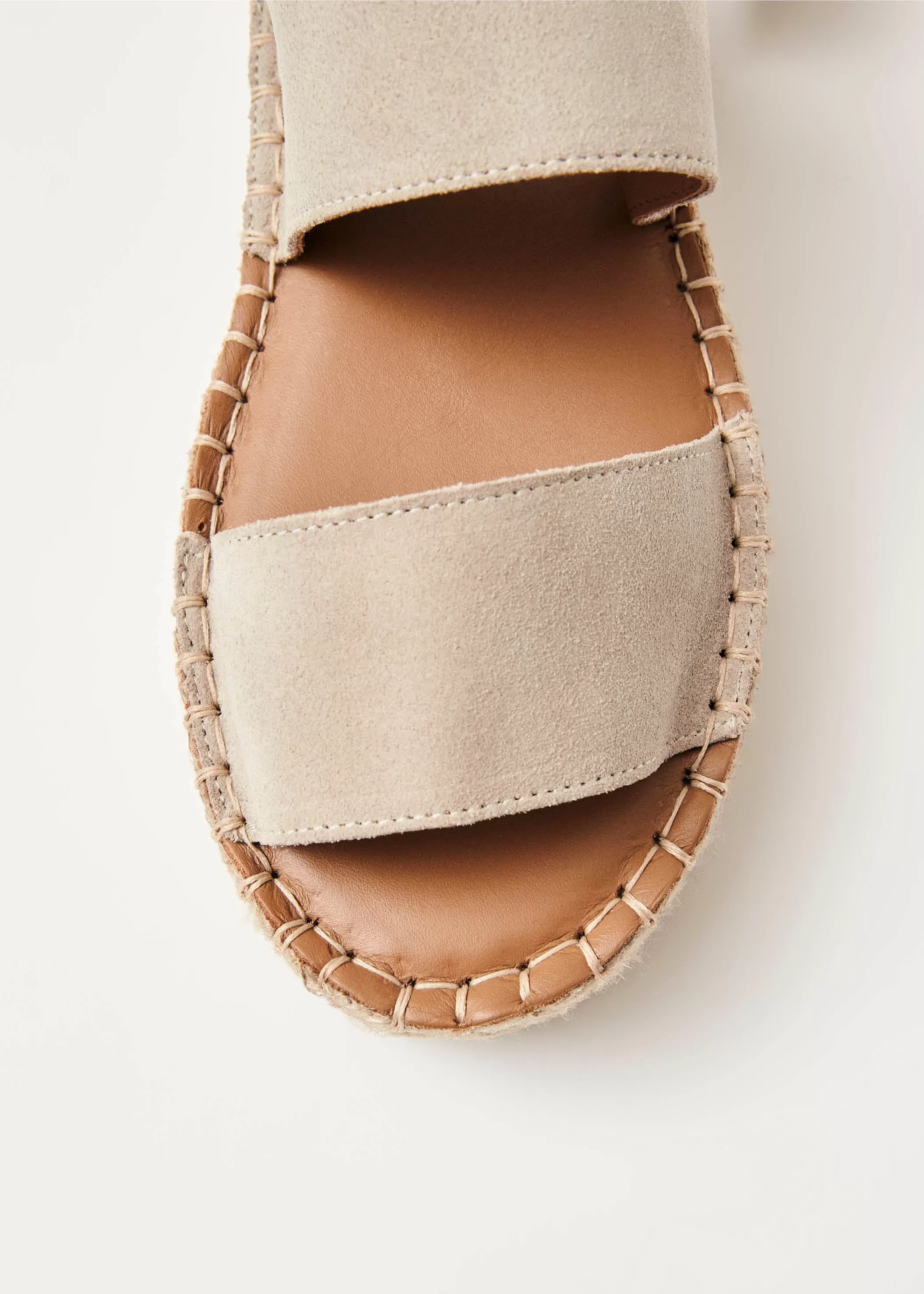 Double Strap Suede Beige Leather Espadrilles