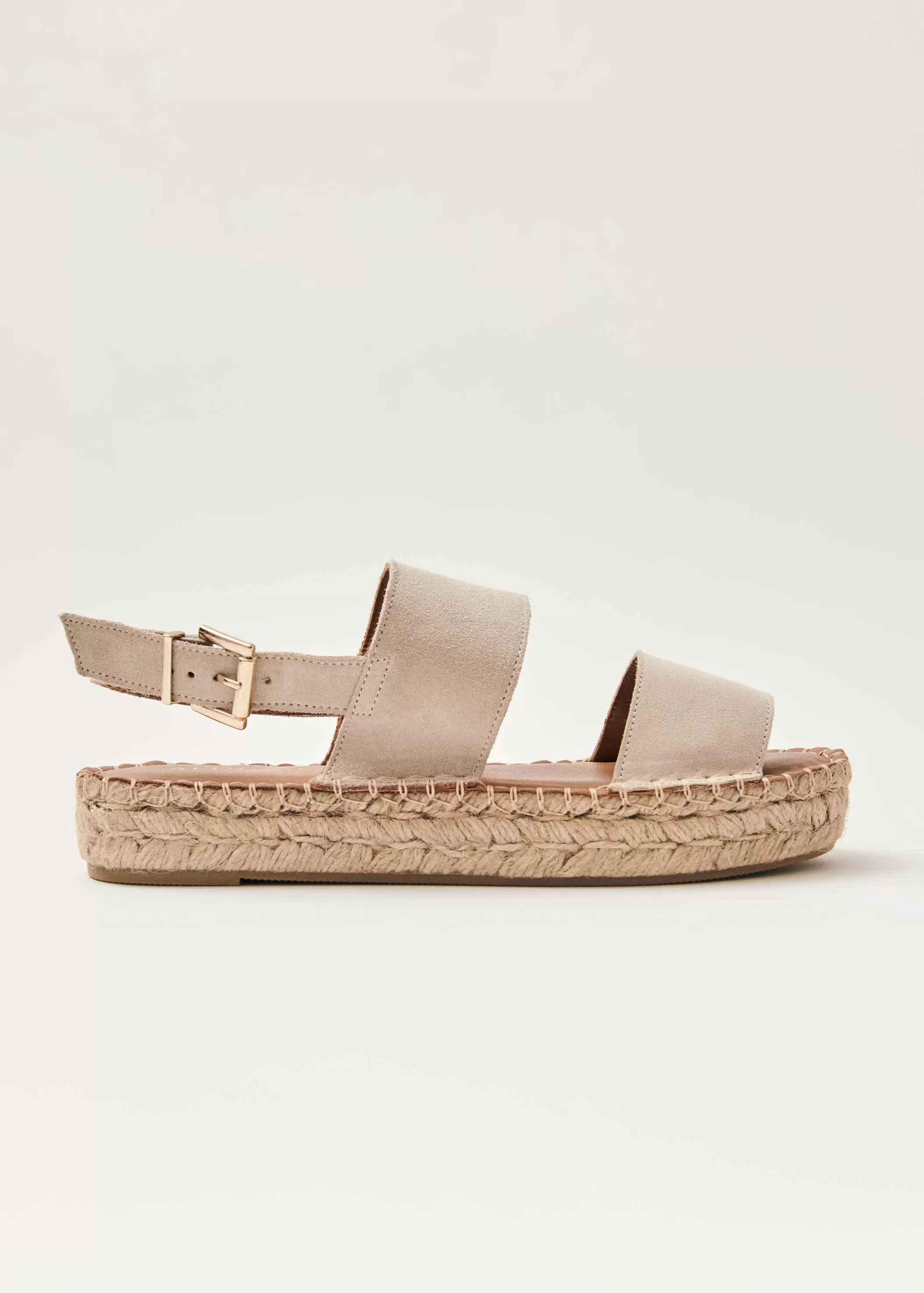 Double Strap Suede Beige Leather Espadrilles