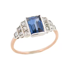 Edwardian 14k/Platinum GIA Ceylon Sapphire & Diamond Ring