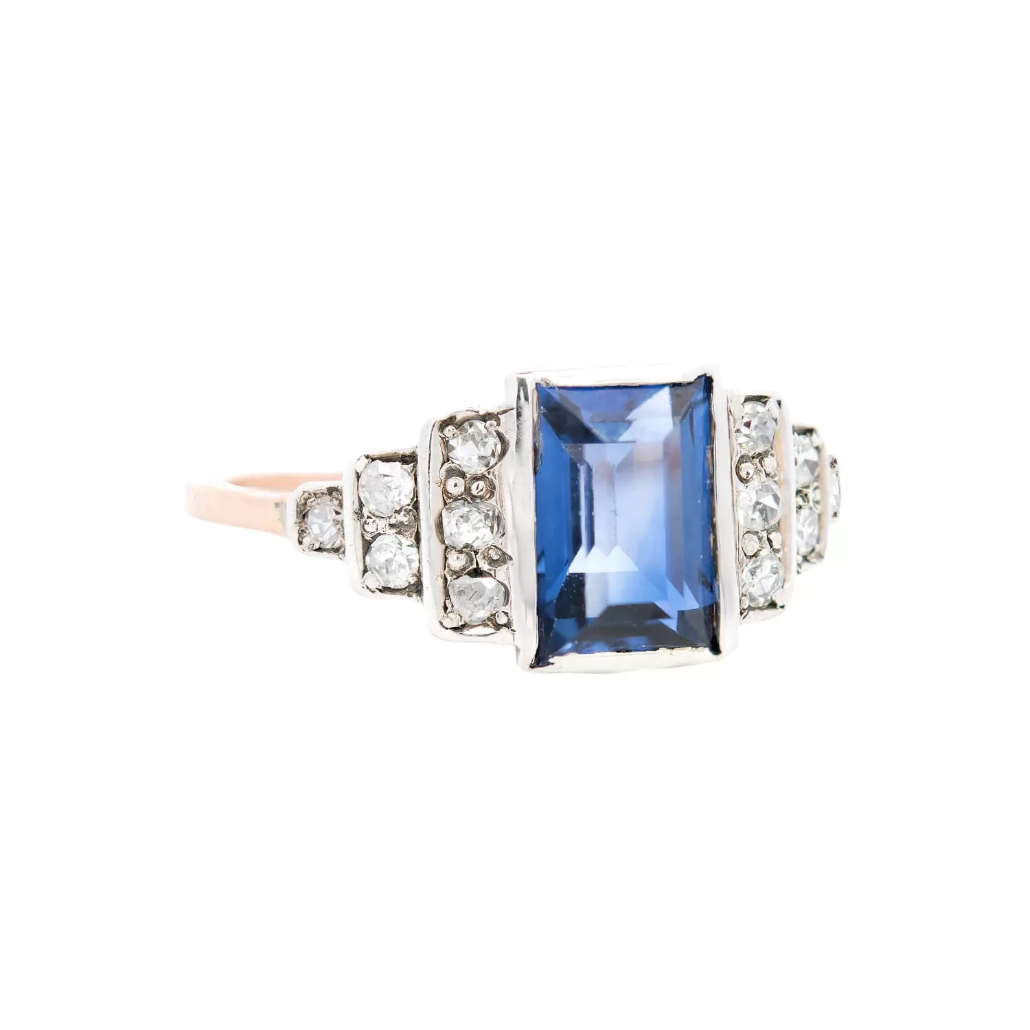 Edwardian 14k/Platinum GIA Ceylon Sapphire & Diamond Ring