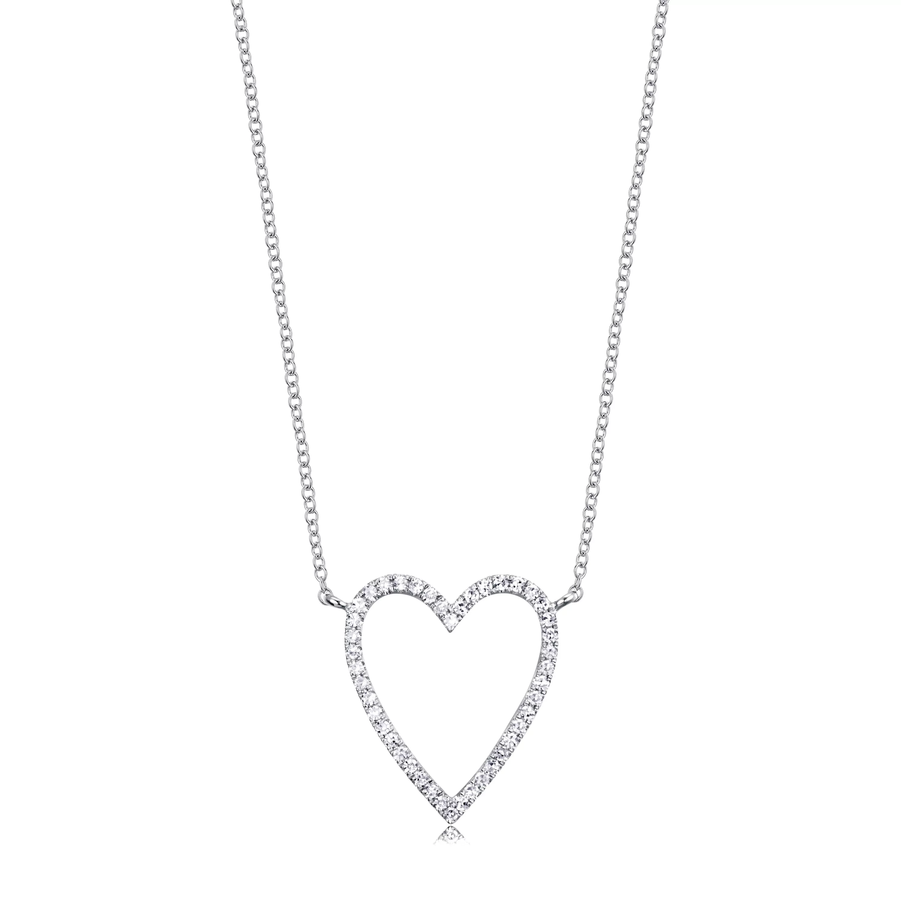 Elongated Diamond Open Heart Necklece