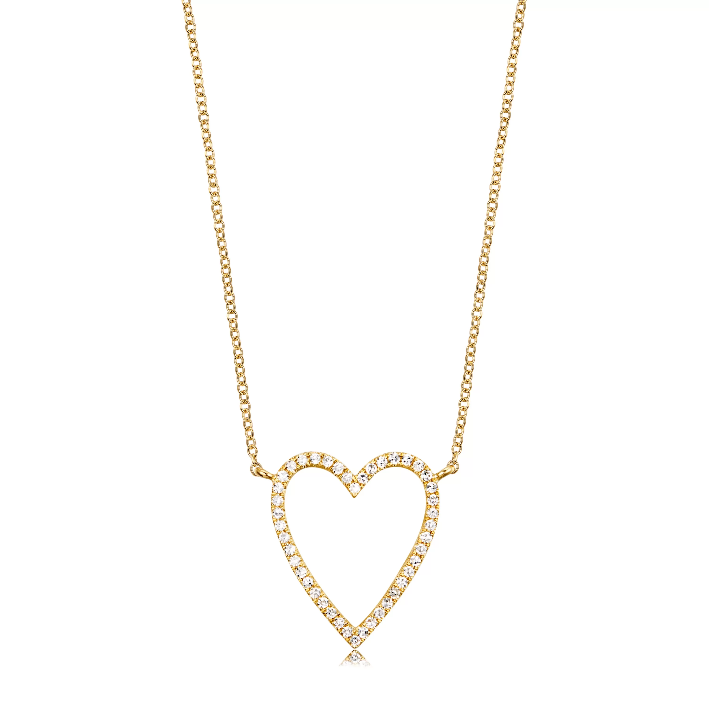 Elongated Diamond Open Heart Necklece