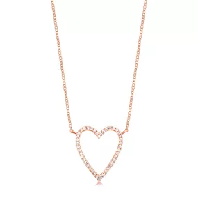 Elongated Diamond Open Heart Necklece