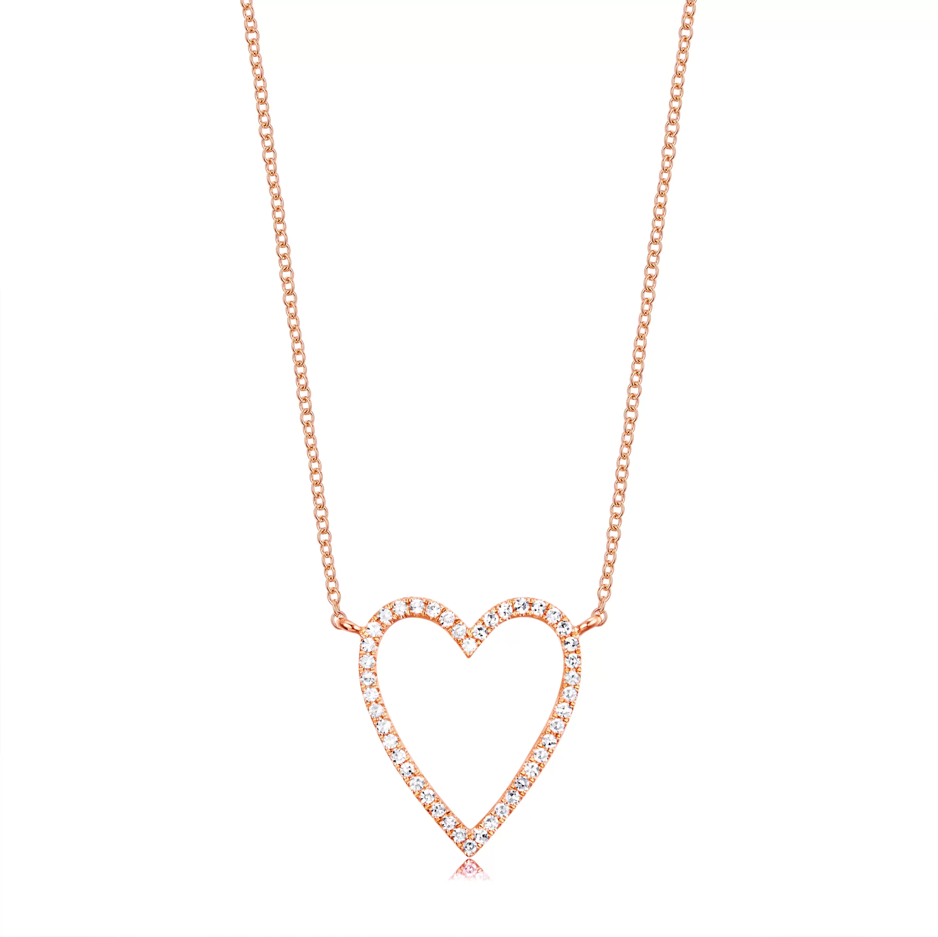 Elongated Diamond Open Heart Necklece