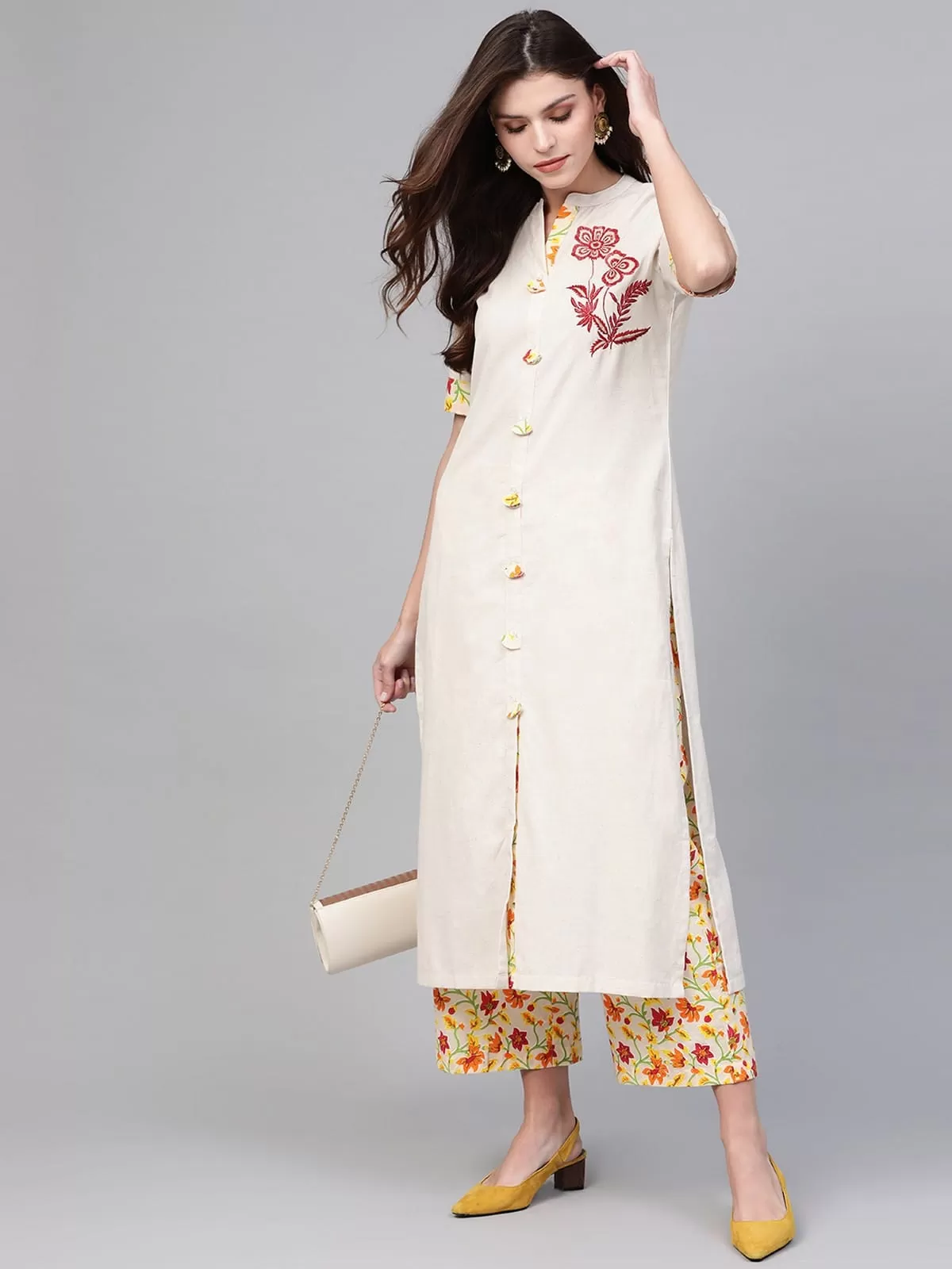 Embroidered Kurta With Palazzo