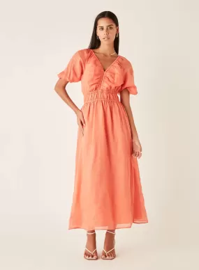 Esmaee Palms Midi Dress - Blood Orange