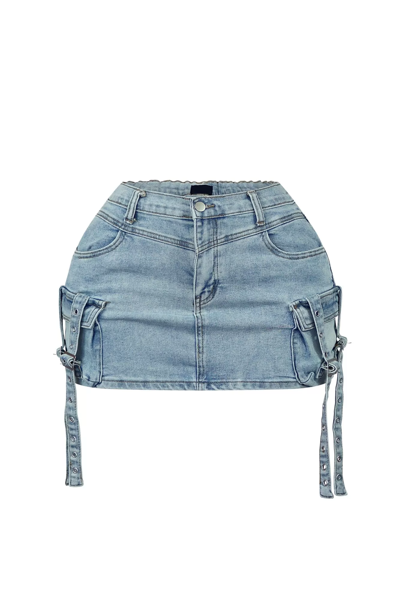 Esme Washed Denim Cargo Mini Skirt