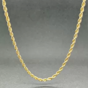 Estate 14K Y Gold 2.60mm 20” Rope Chain