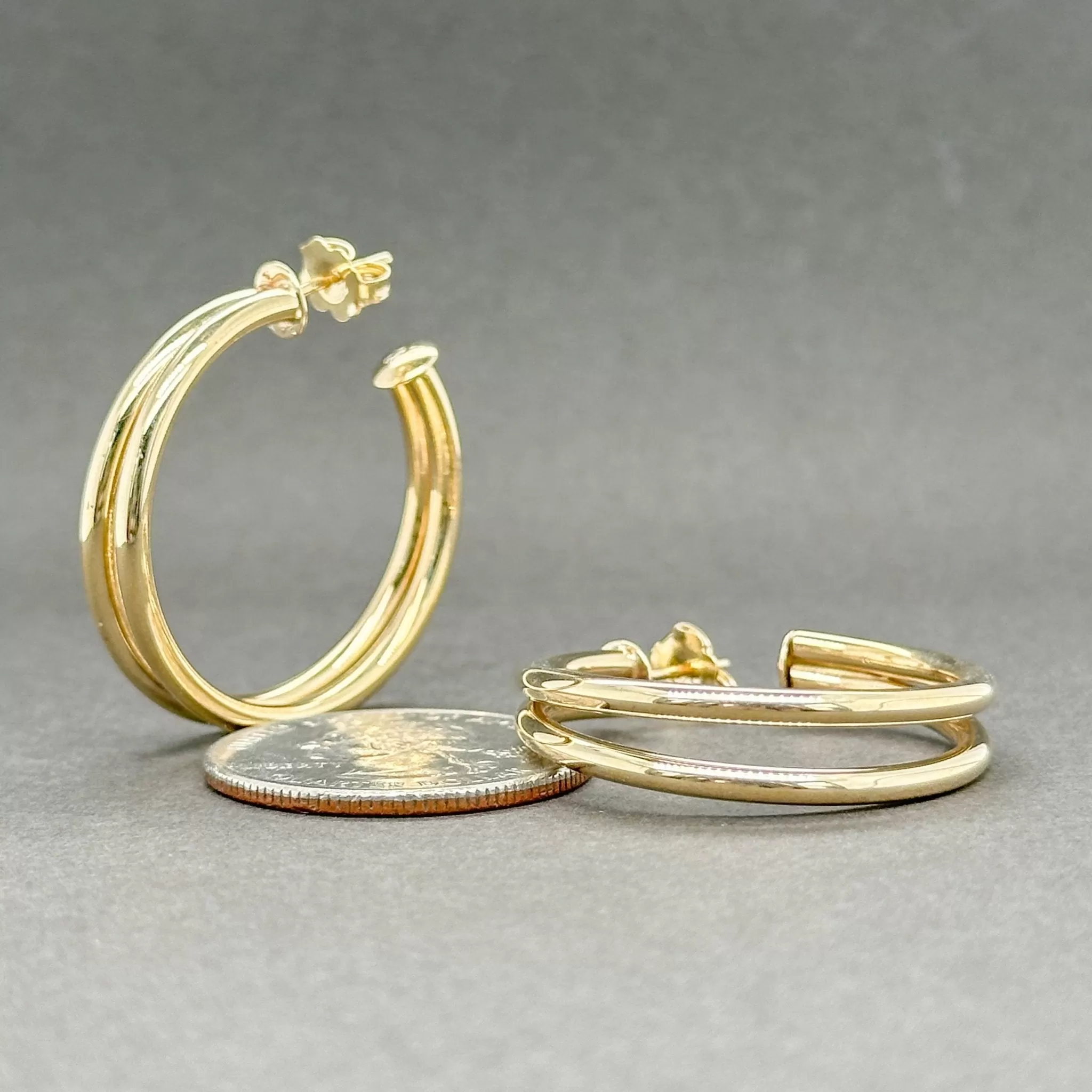 Estate 14K Y Gold 29.5mm Double Hoop Earrings