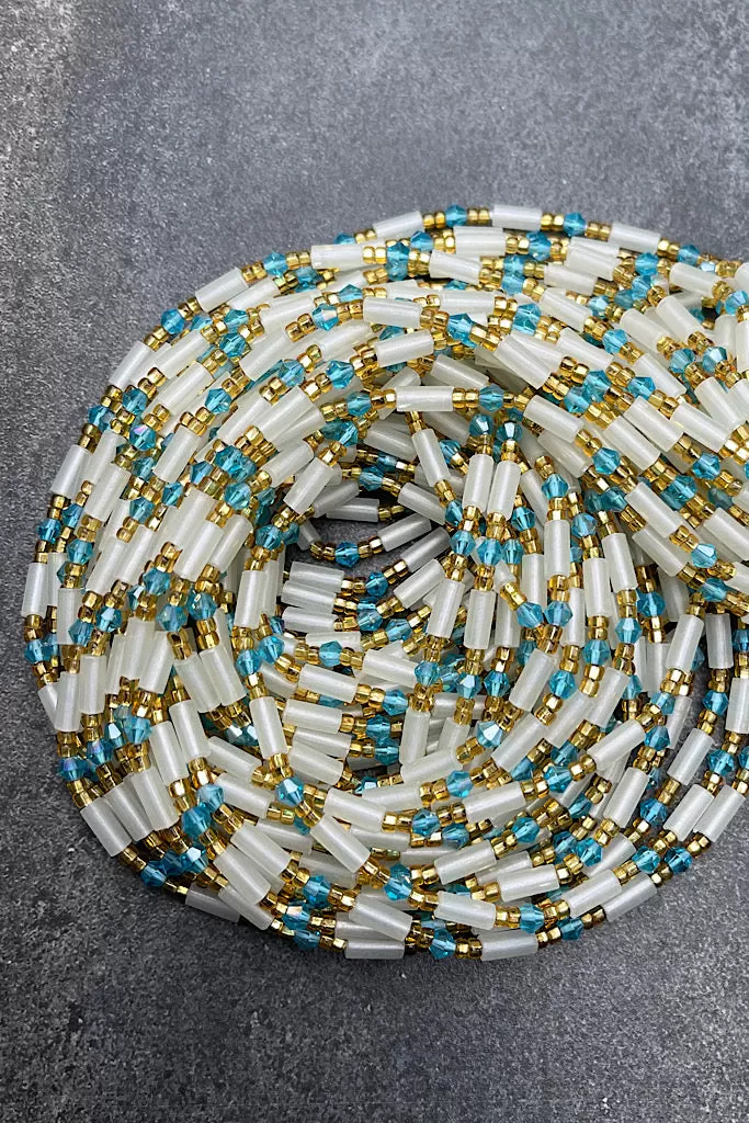 Extended Length 60 Inch Turquoise Glow Tie On Waist Beads