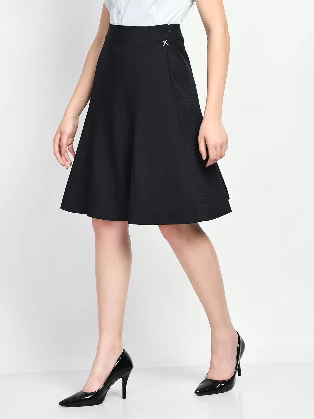 Exude Resilience Striped A-line Skirt (Navy)