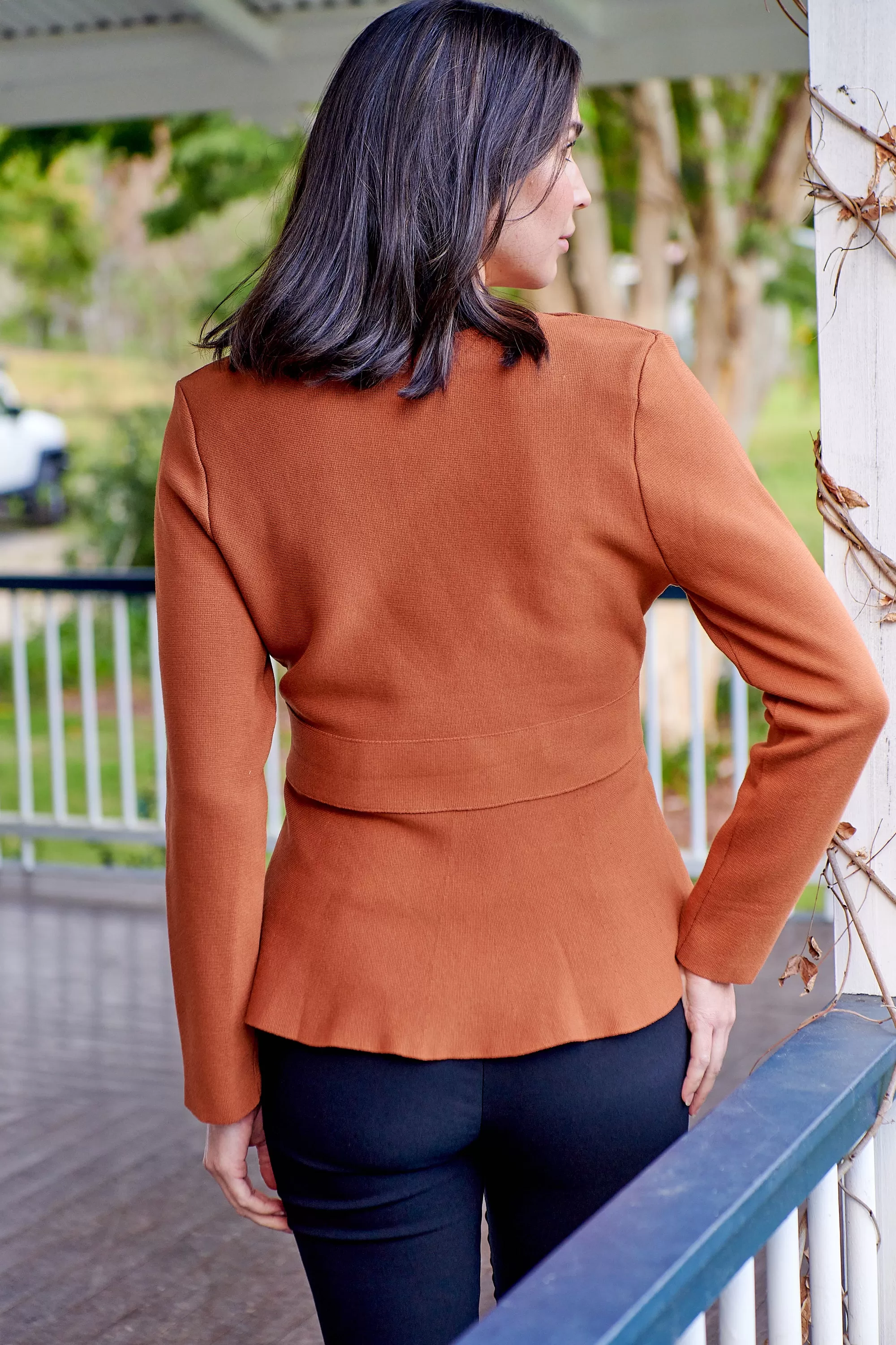 Ezra Burnt Orange Wrap Tie Front Knit Top