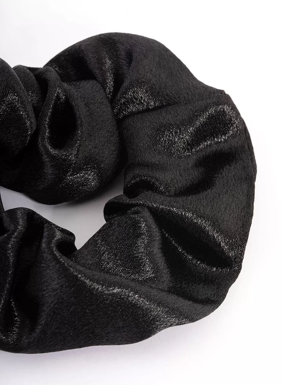 Fabric Black Satin Scrunchie