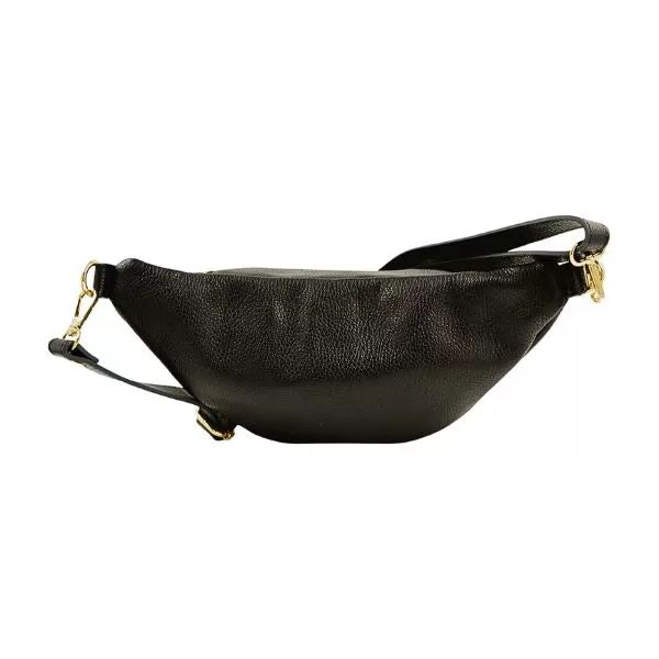 Fabucci Black  Leather Double  Zip Bum Bag