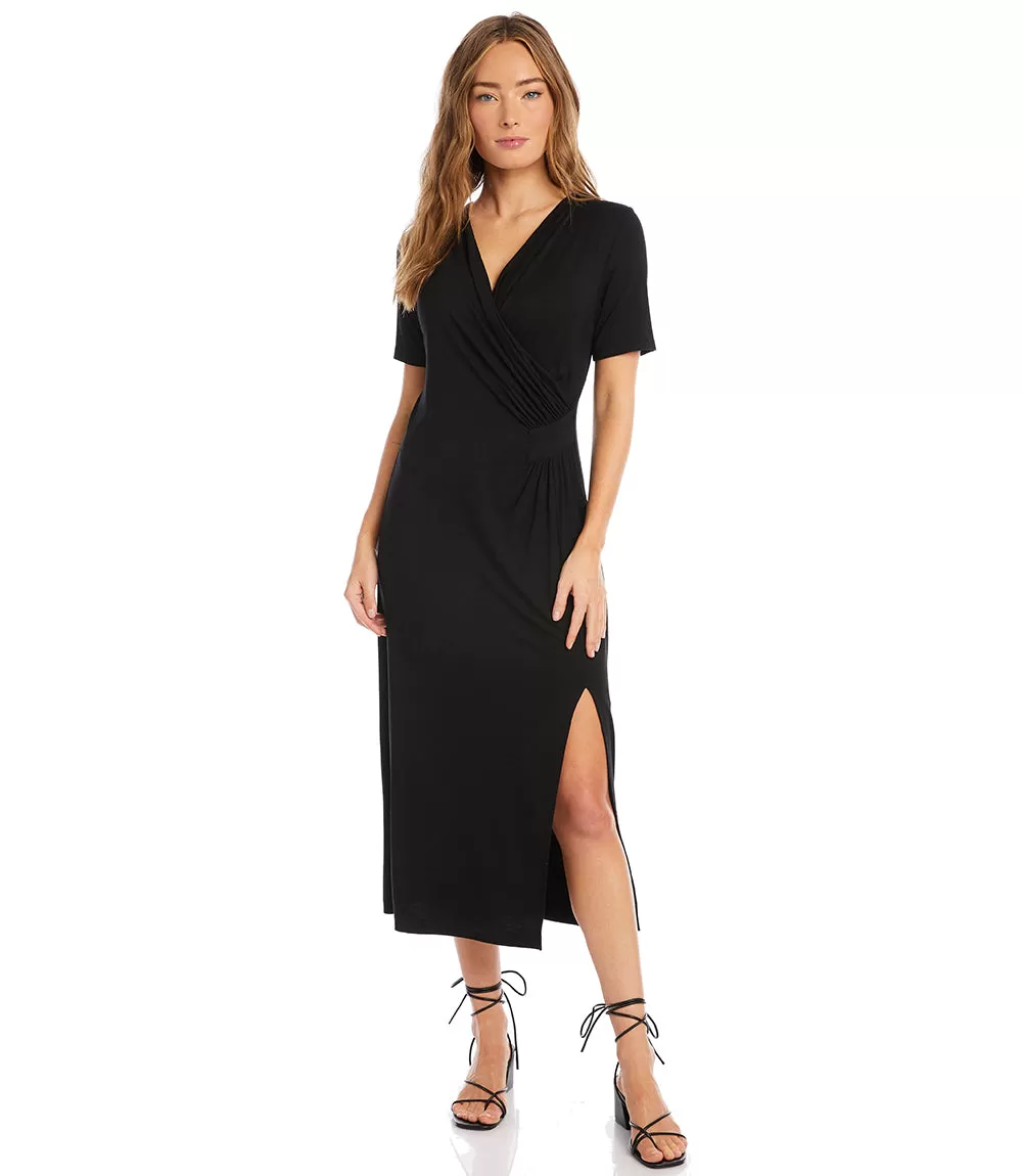 Faux Wrap Midi Dress